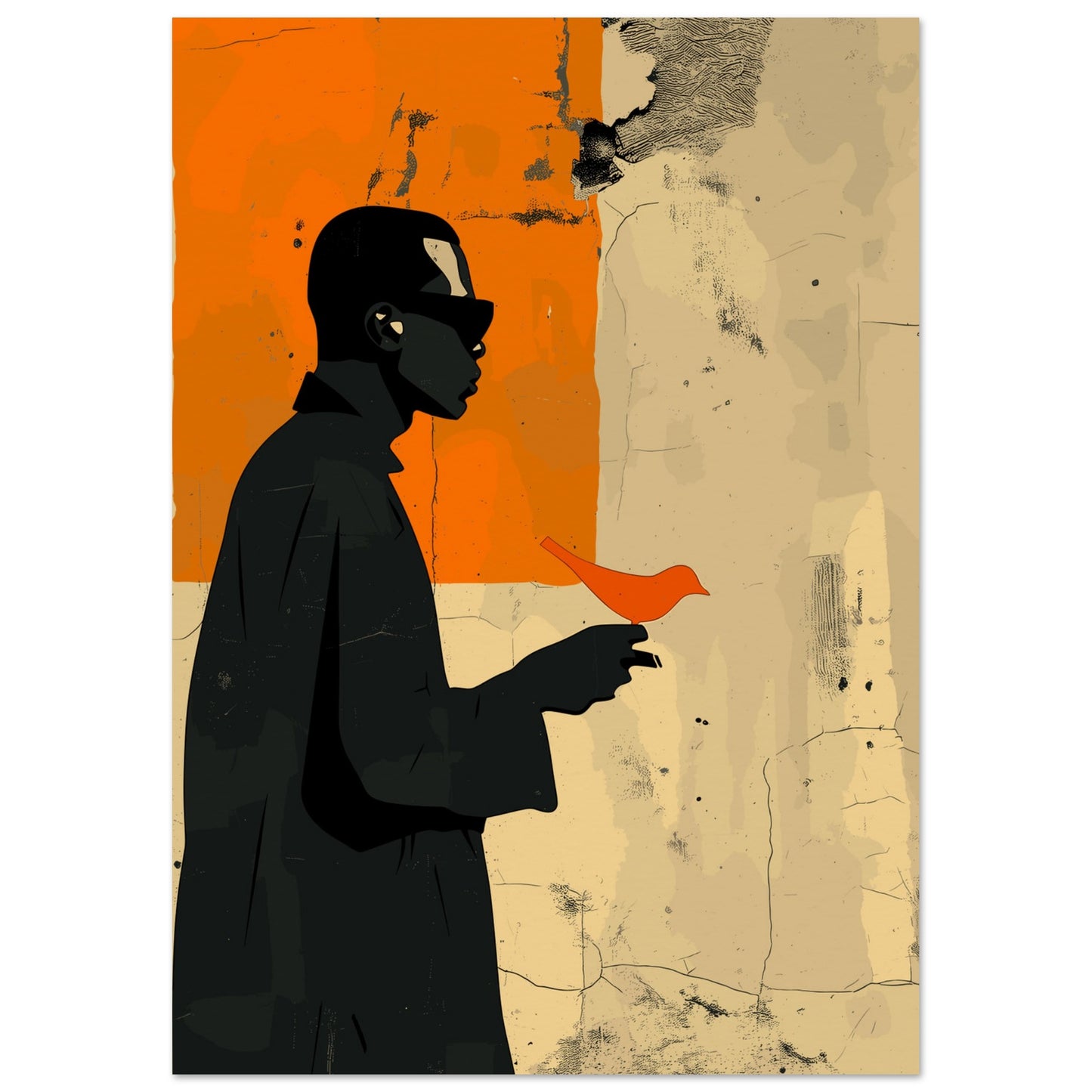 Poster titled 'Man with a Bird Poster' from ArtDarts