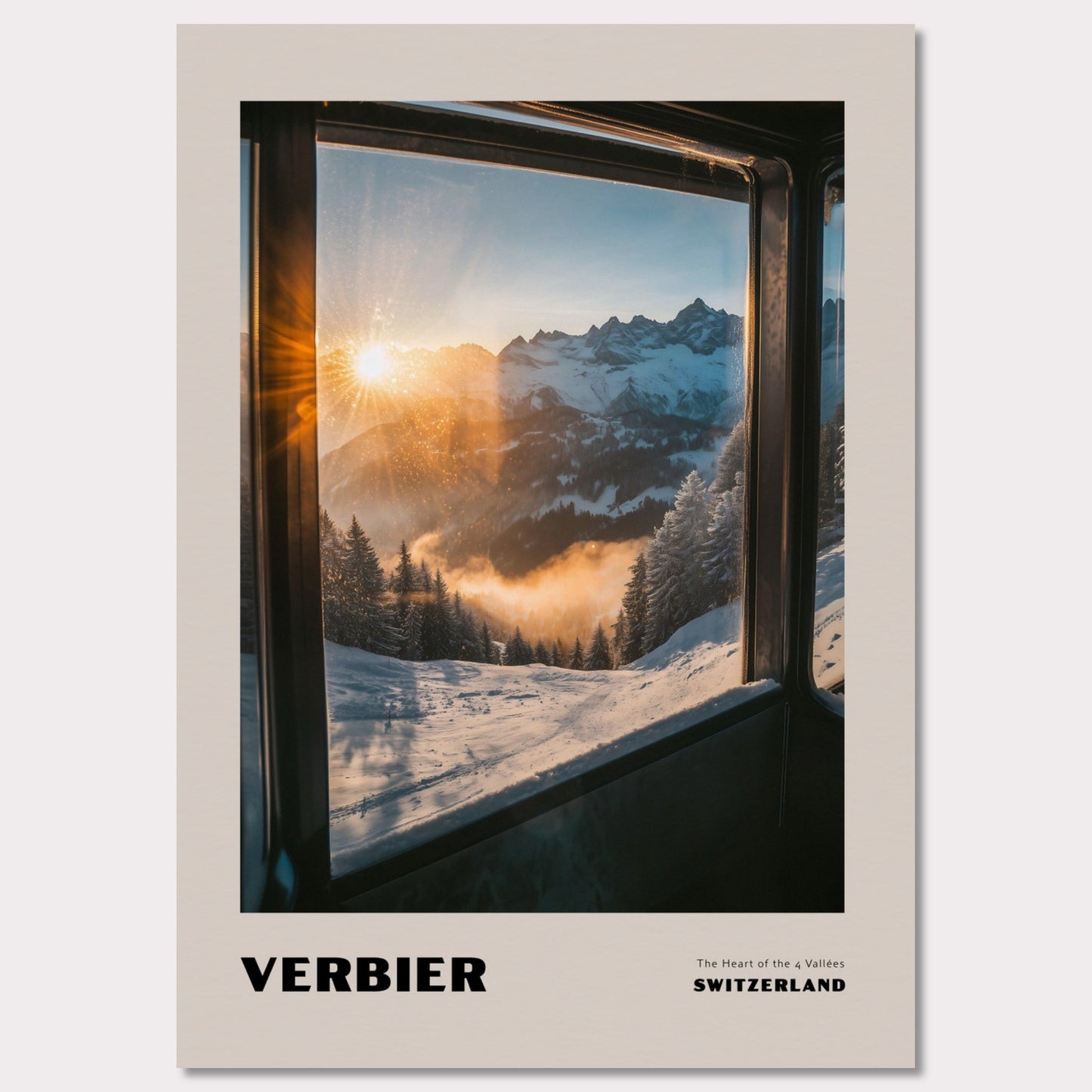 Poster titled 'VERBIER. The Heart of the 4 Vallées' from ArtDarts