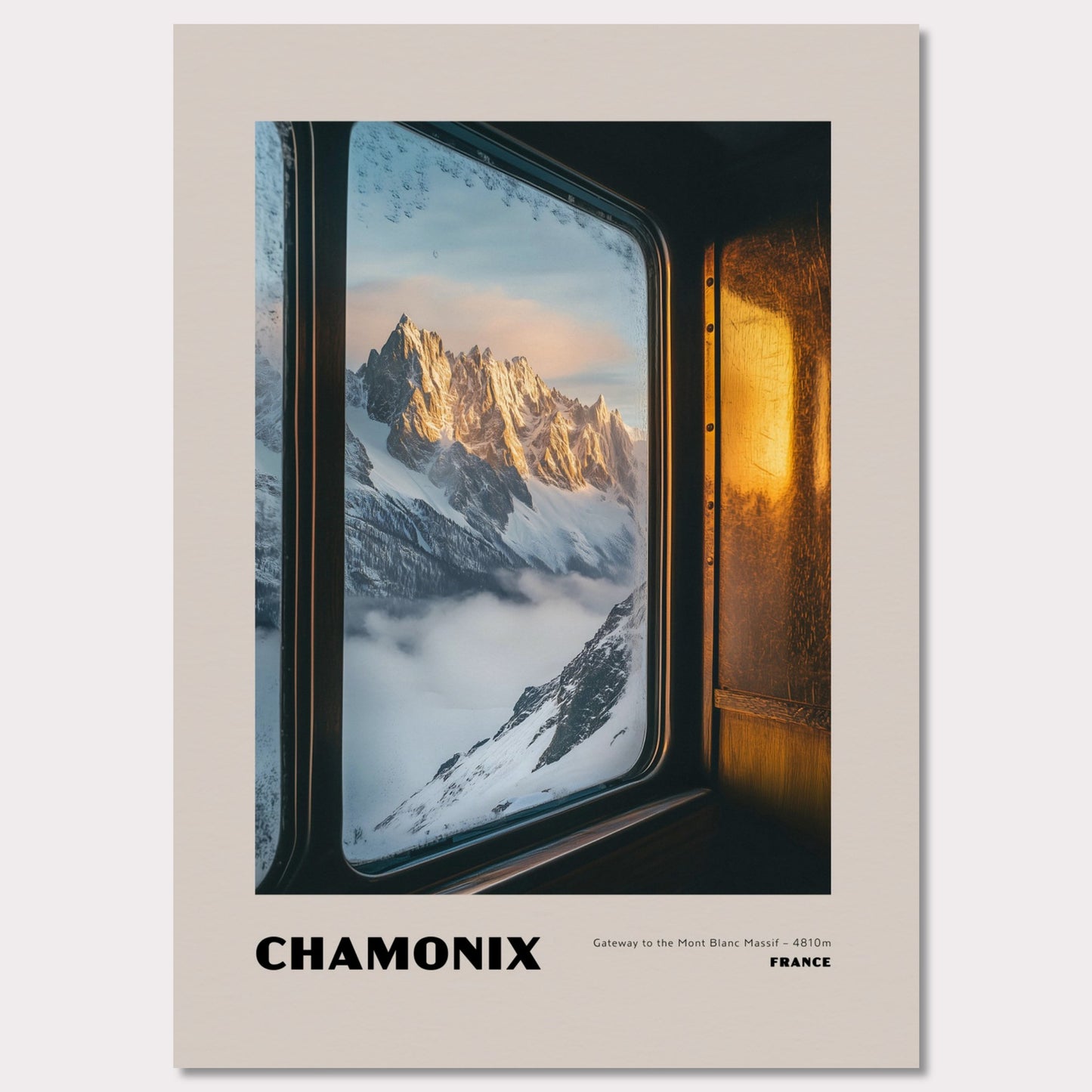 Poster titled 'CHAMONIX. Gateway to the Mont Blanc Massif' from ArtDarts