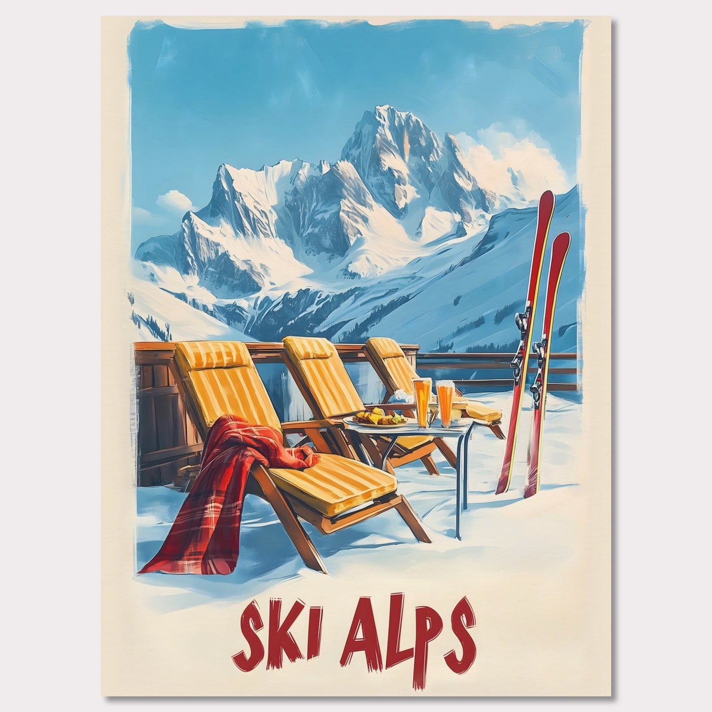 Poster titled 'Sunny Ski Alps Escape' from ArtDarts
