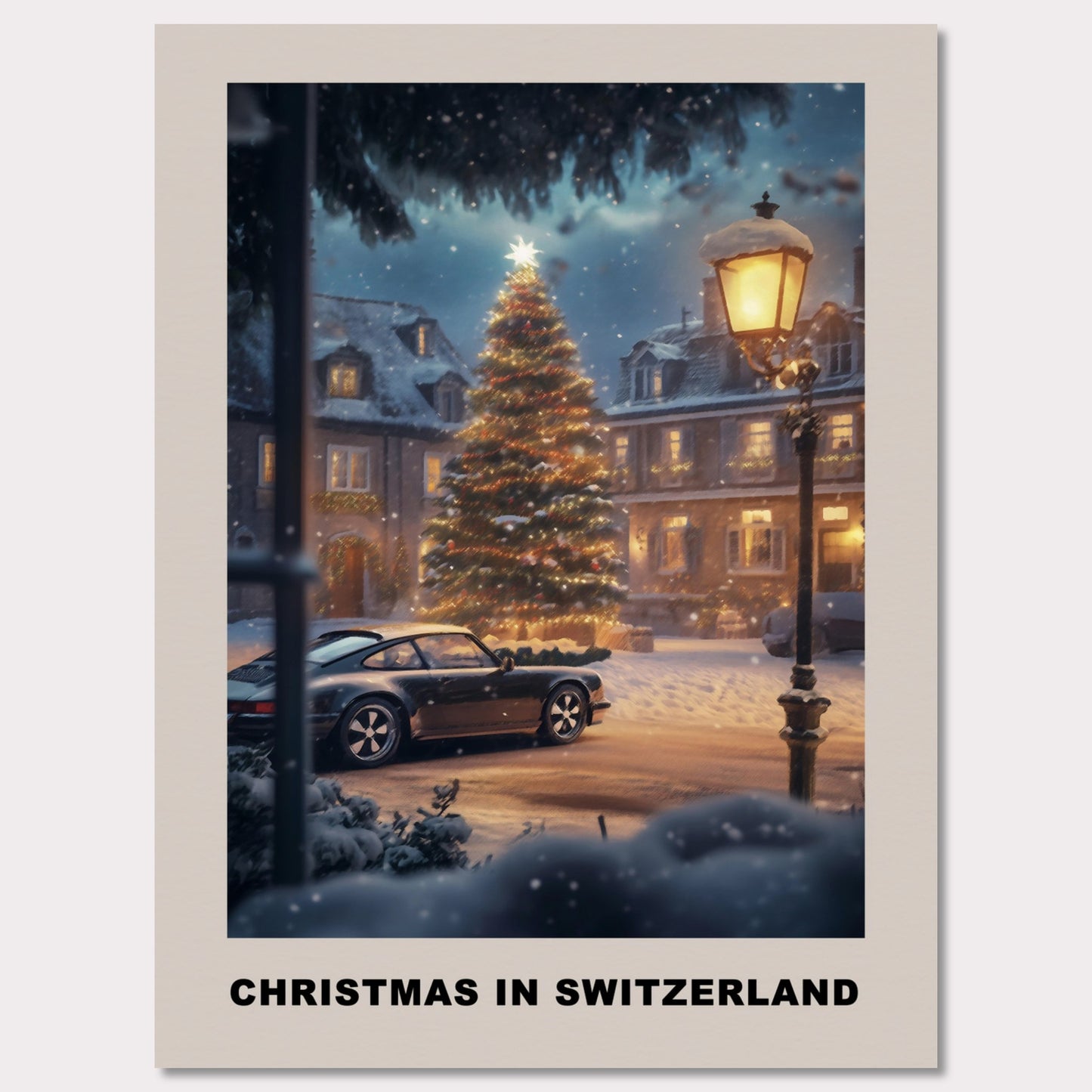 Poster titled 'Christmas in Switzerland - Festive Nights' from ArtDarts
