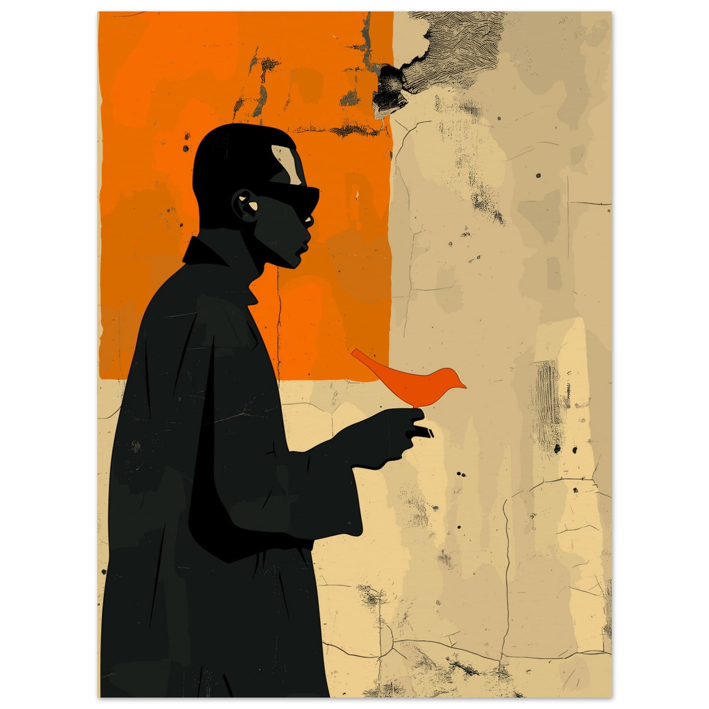 Poster titled 'Man with a Bird Poster' from ArtDarts