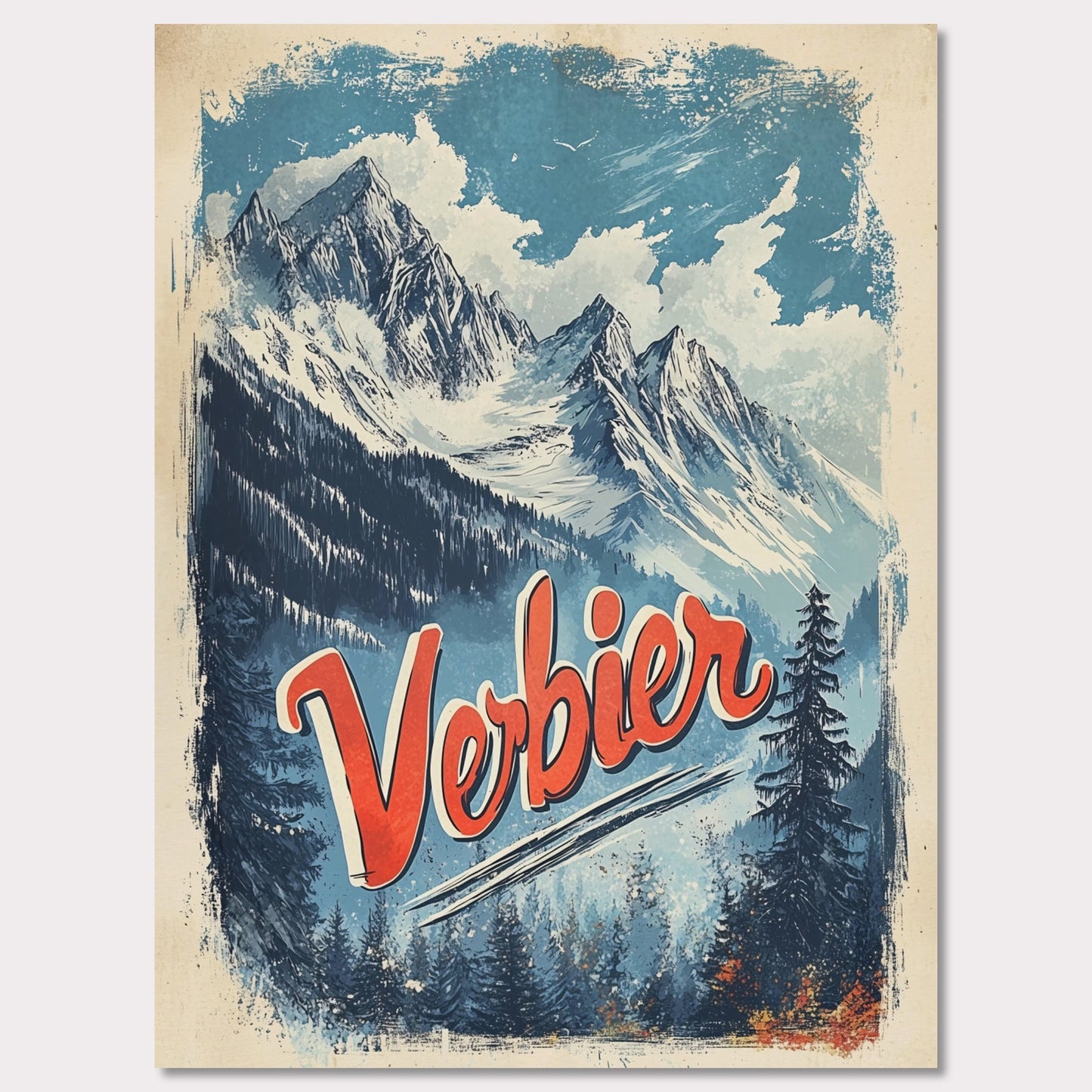 Poster titled 'Verbier - Majestic Peaks' from ArtDarts