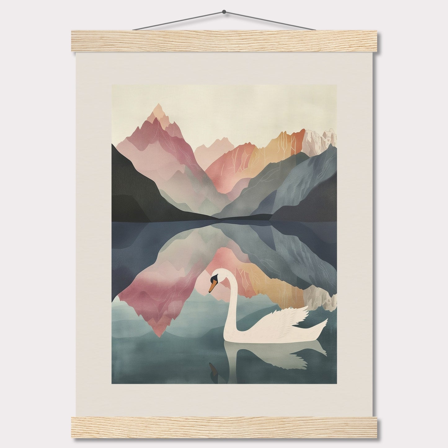 Poster titled 'White Swan on the Lake Geneva with Hanger' from ArtDarts