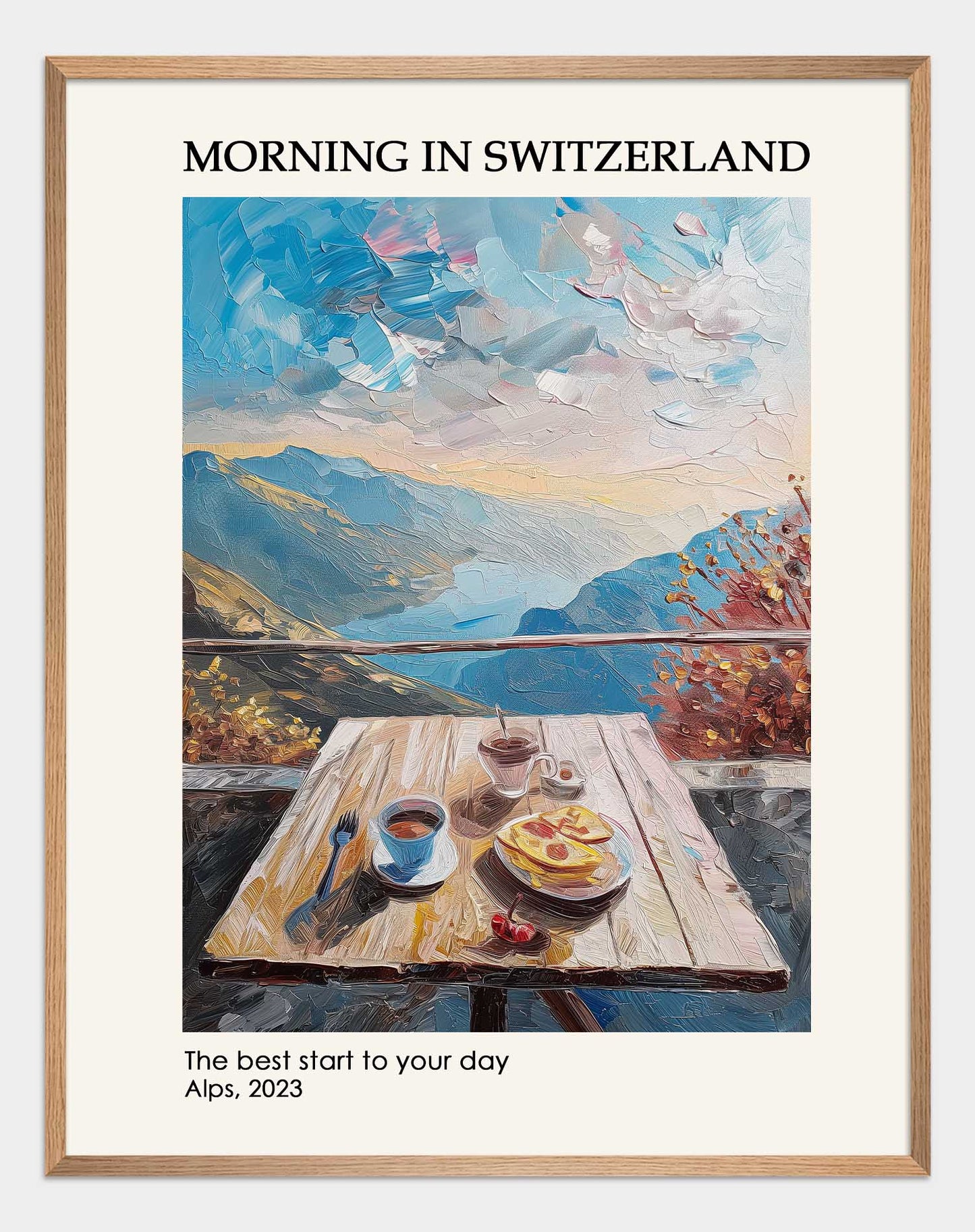 Poster titled 'Breakfast in Switzerland Poster' from ArtDarts