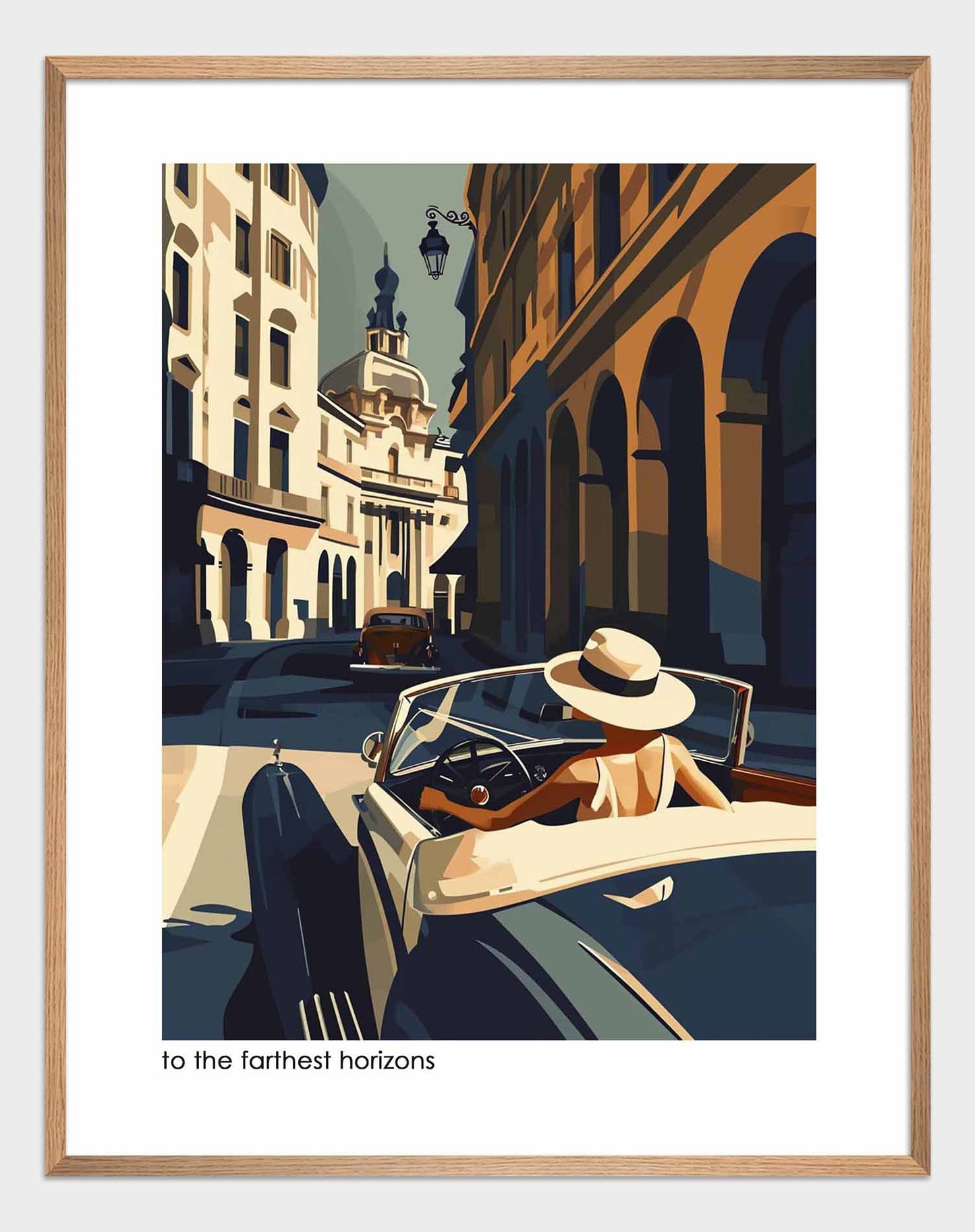 Poster titled 'Girl in a convertible vintage Poster' from ArtDarts