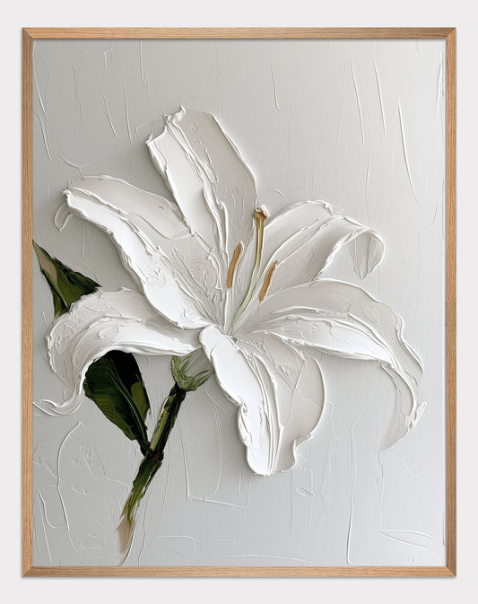 Poster titled 'White lily painted in oil Poster' from ArtDarts