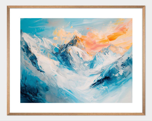 Poster titled 'Mountain peaks at dawn Poster' from ArtDarts