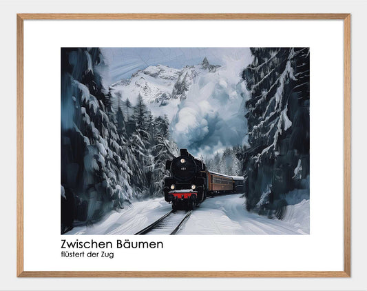 Poster titled 'The train whispers through the trees Poster' from ArtDarts