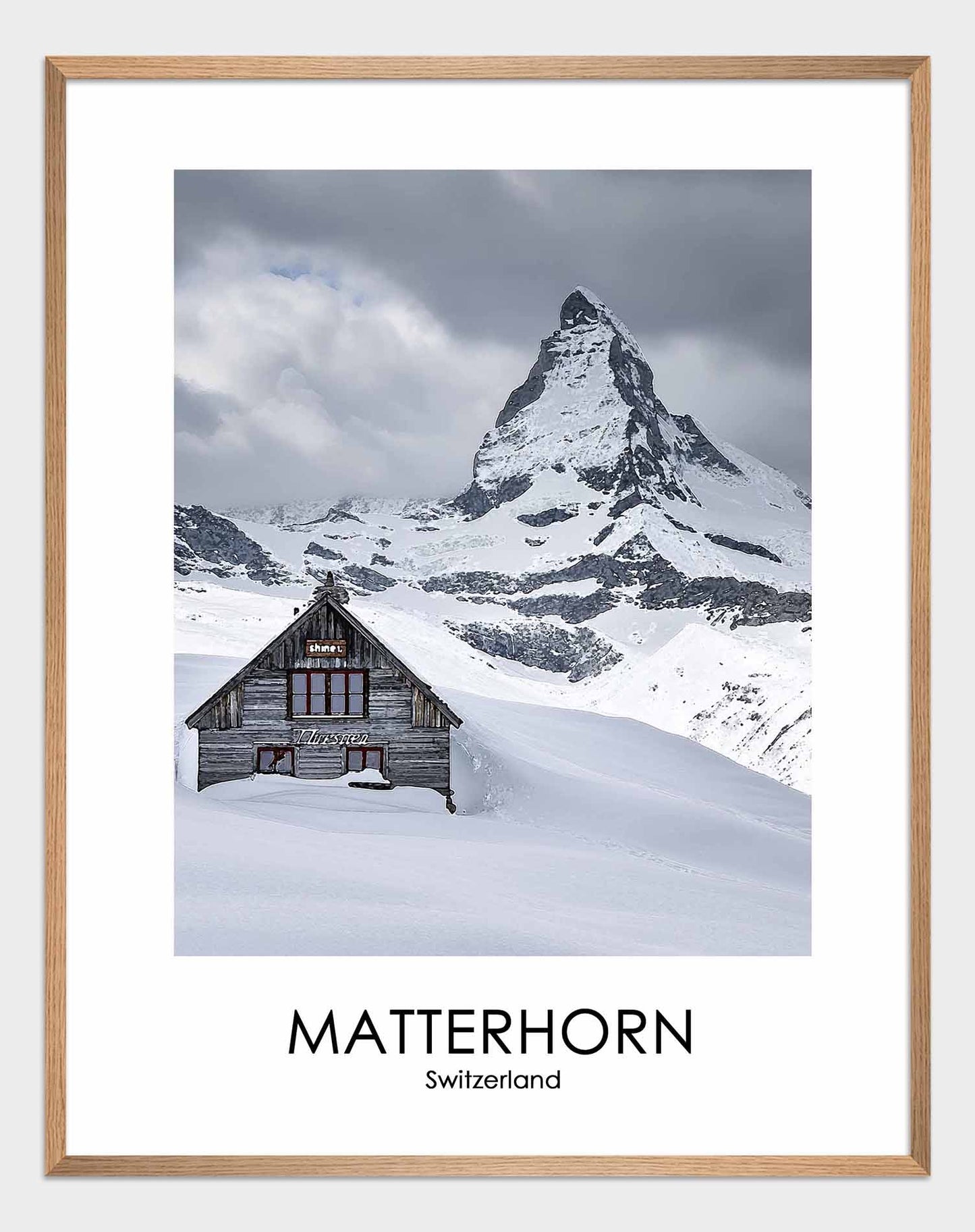 Poster titled 'Winter House on Mount Matterhorn Poster' from ArtDarts