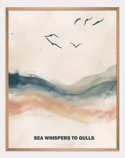 Poster titled 'Seagulls over the sea Poster' from ArtDarts