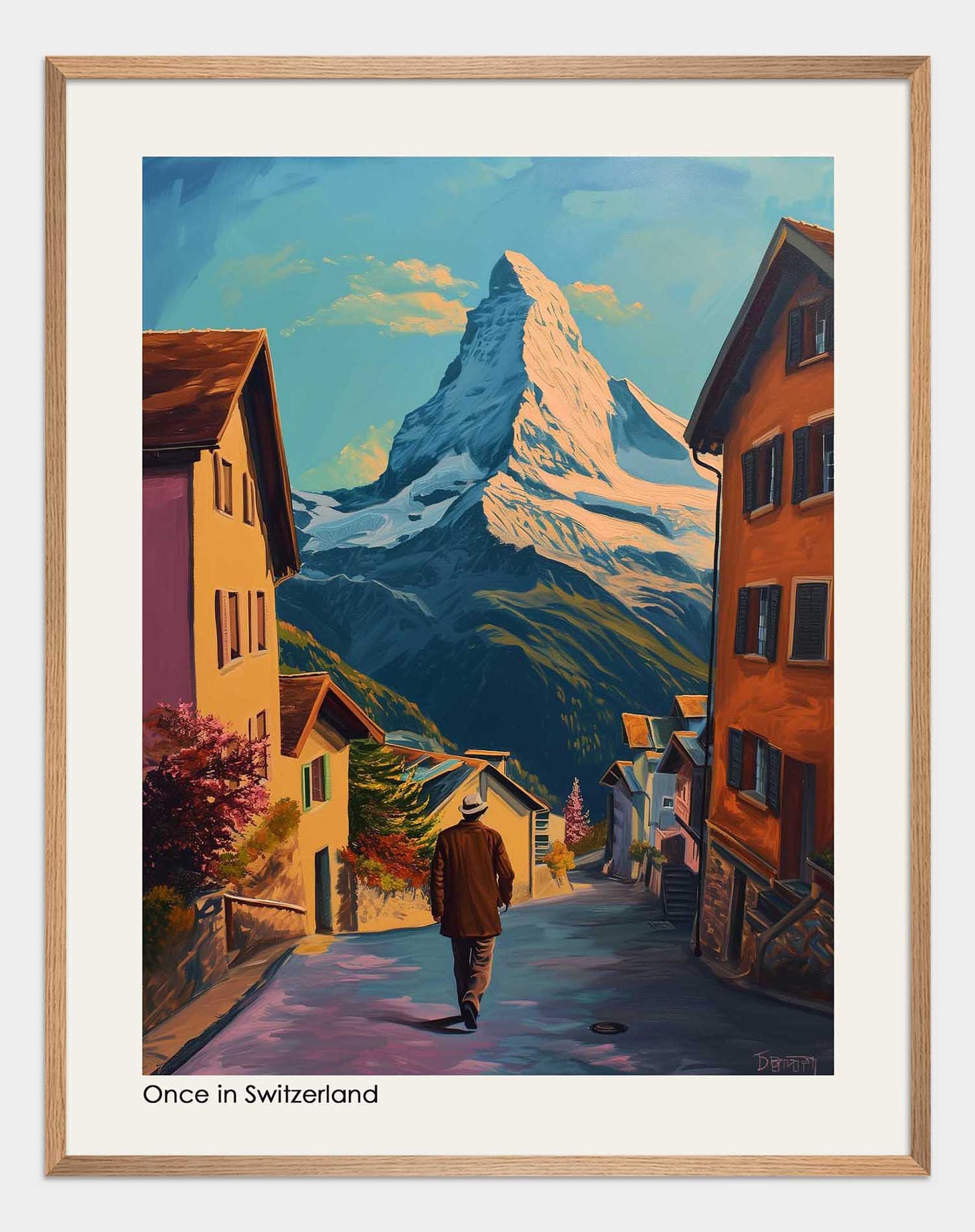 Poster titled 'Man on the Road to the Alps Poster' from ArtDarts