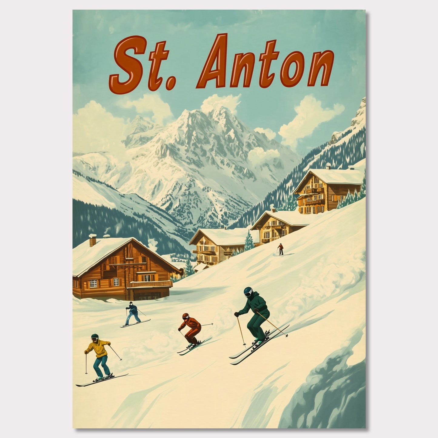 Poster titled 'St. Anton - Skiers’ Paradise' from ArtDarts