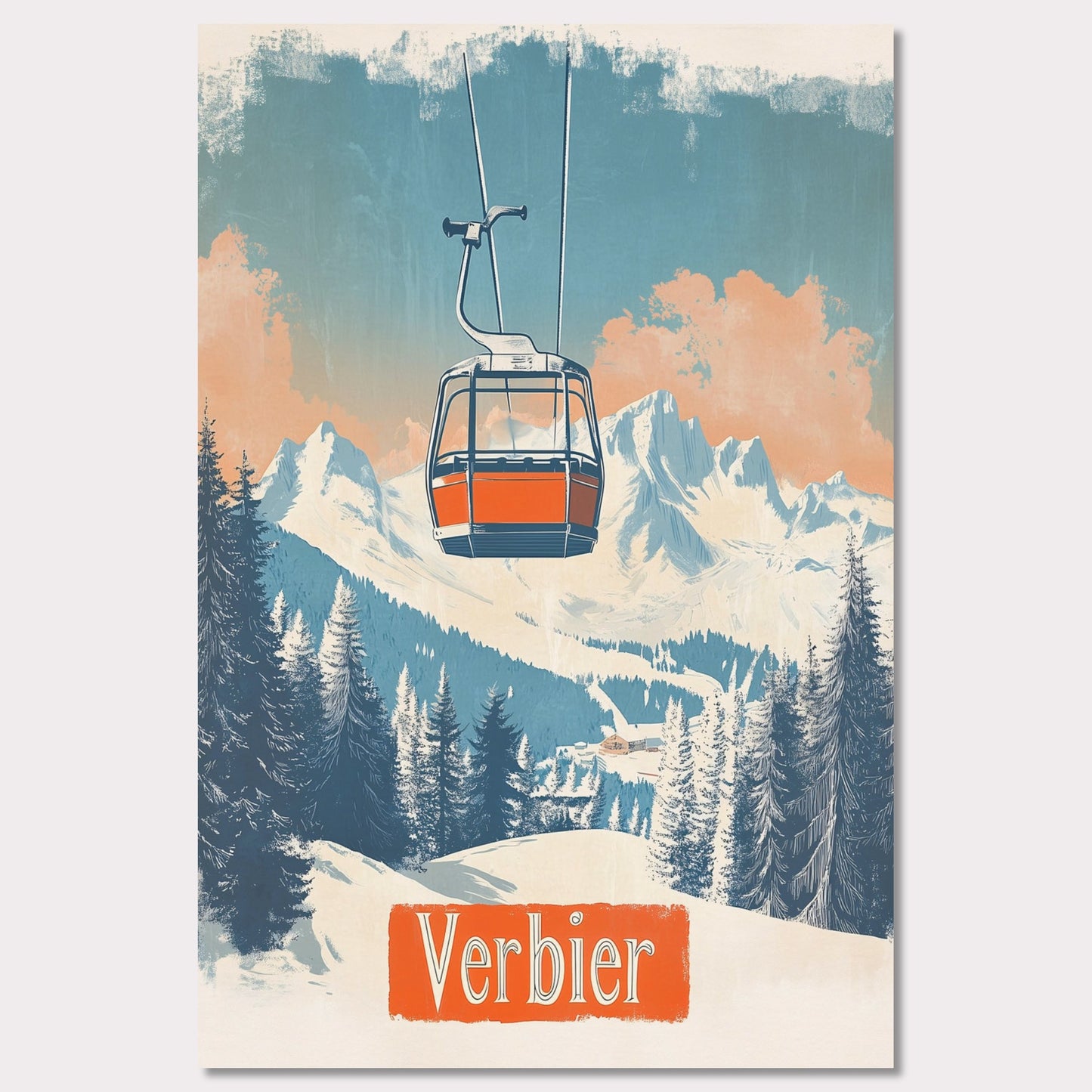 Poster titled 'Verbier - Gondola Heights' from ArtDarts