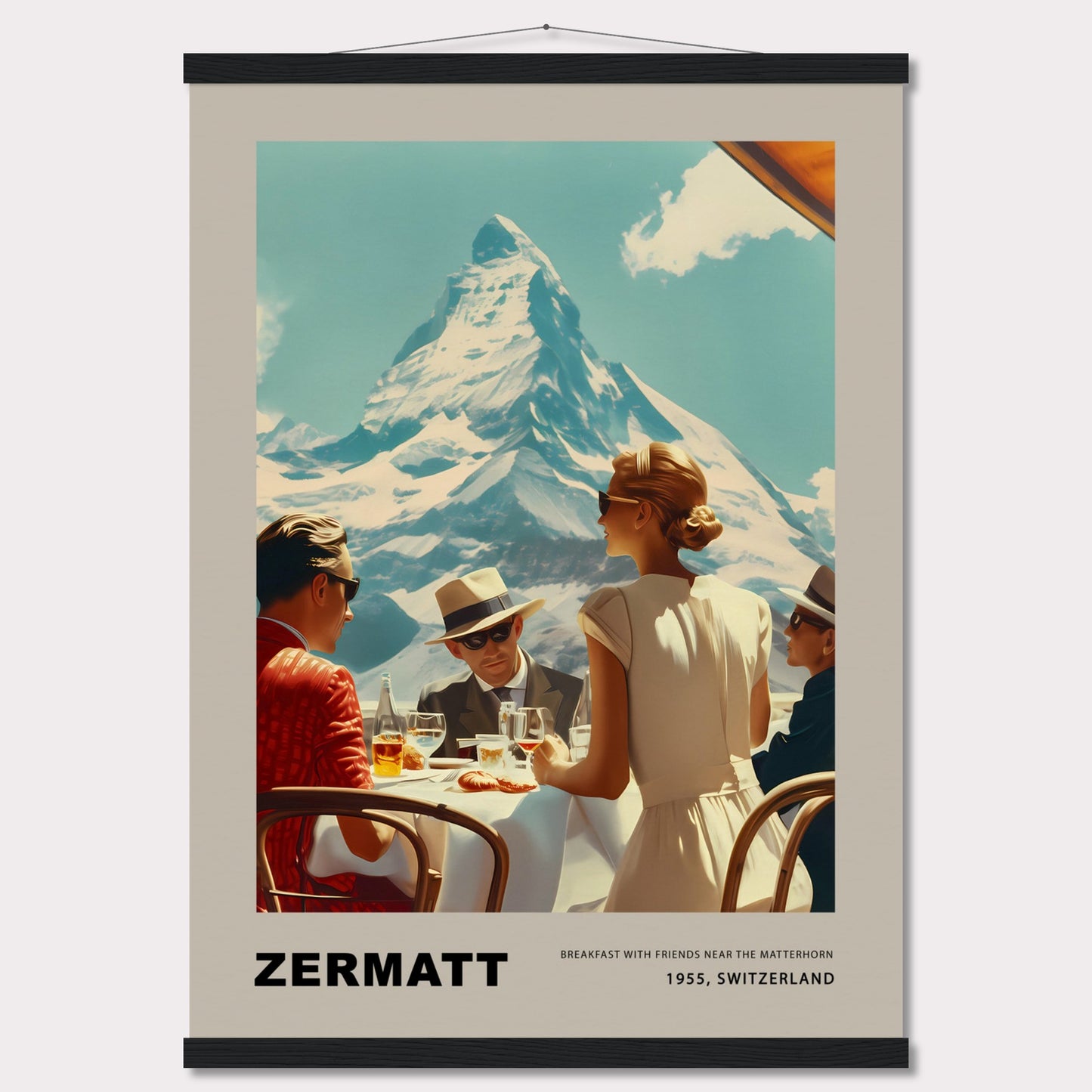 Poster titled 'Breakfast in Zermatt with Hanger' from ArtDarts