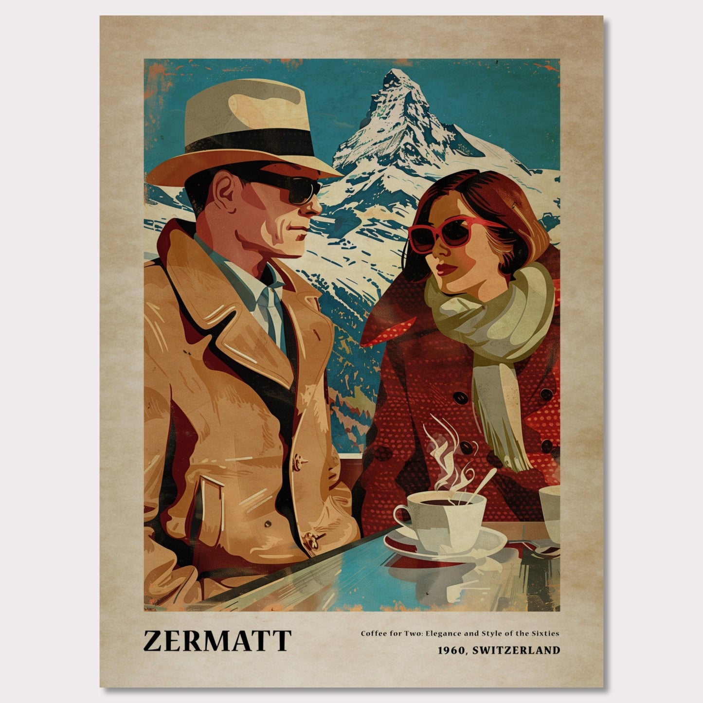 Poster titled 'Coffee for Two,Zermatt' from ArtDarts
