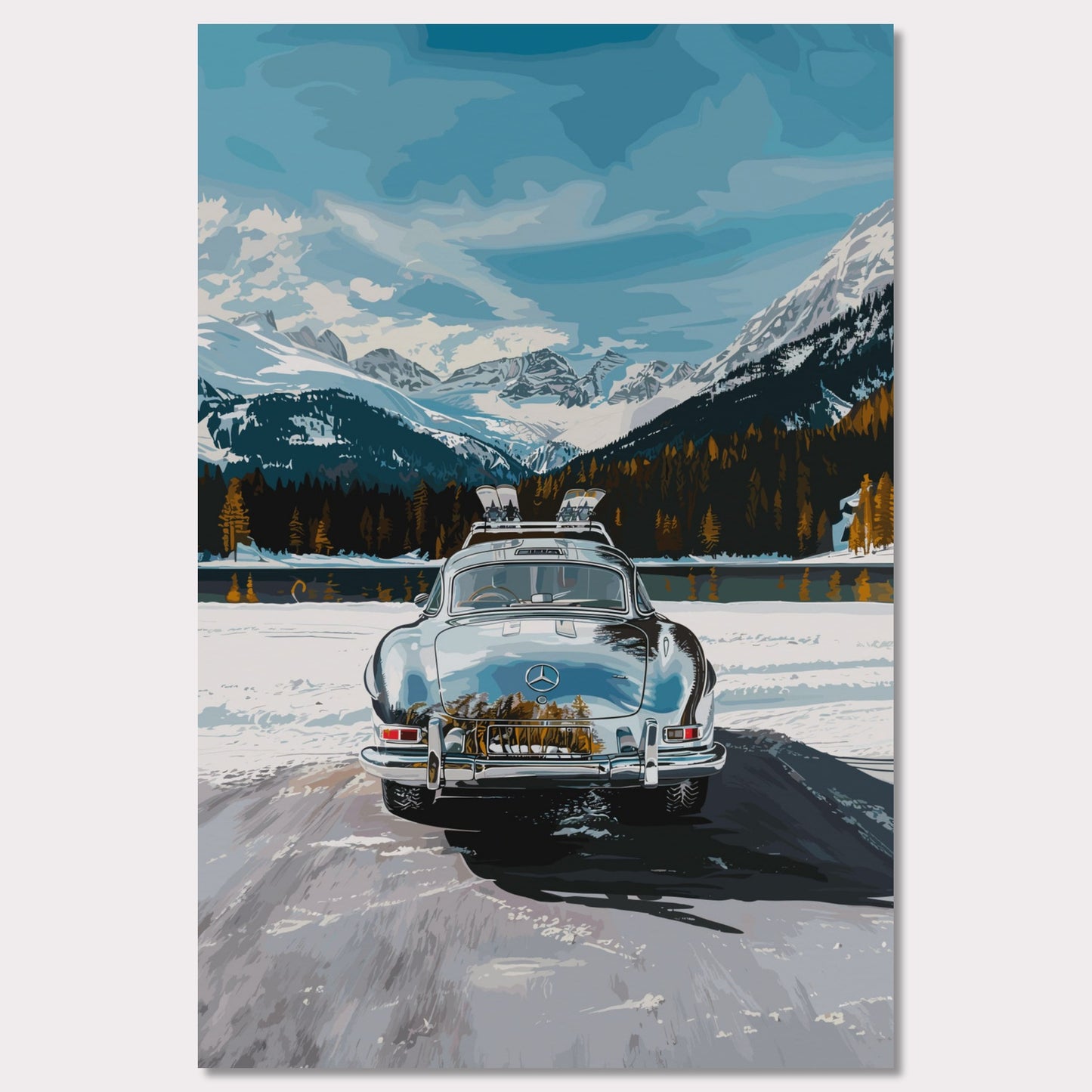 Poster titled 'Mercedes on Ice St Moritz Poster' from ArtDarts