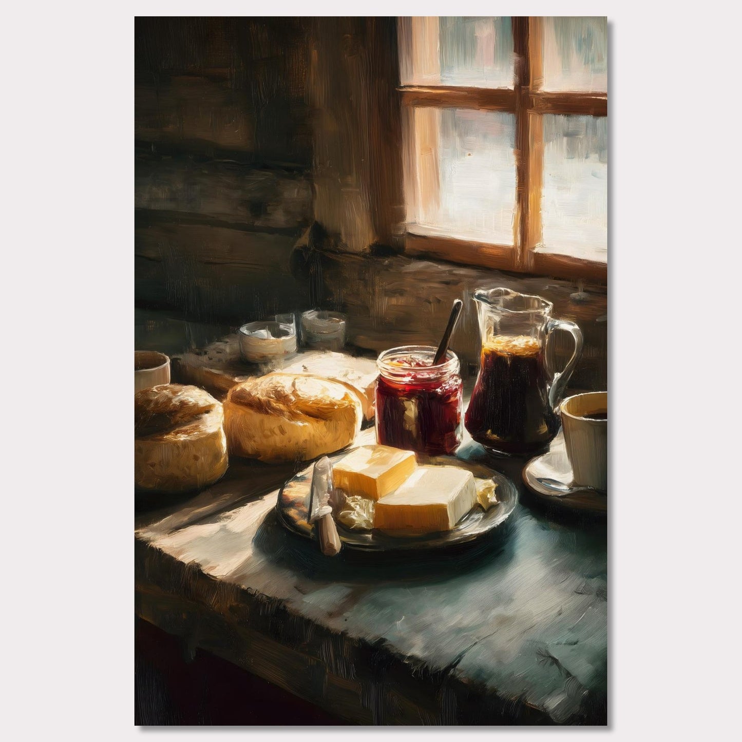 Poster titled 'Breakfast Still, Jar & Steam' from ArtDarts