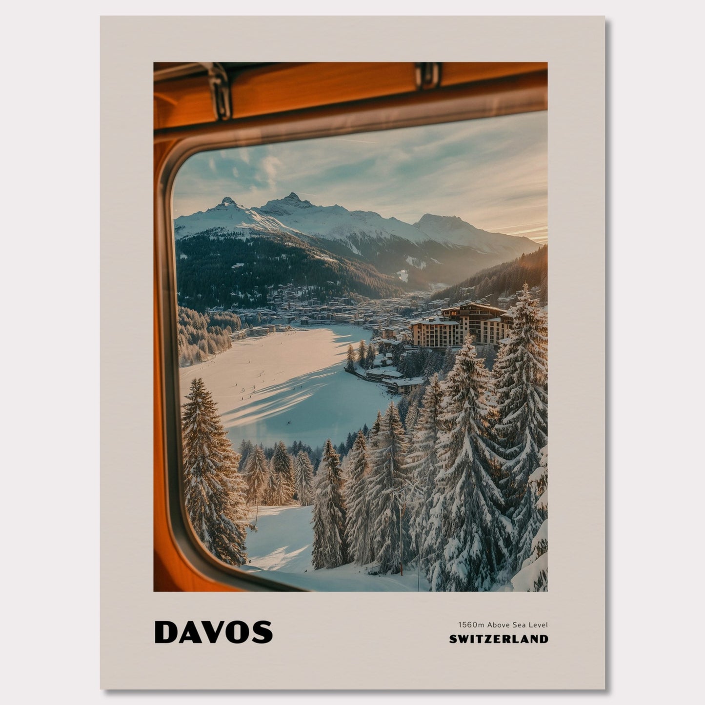 Poster titled 'DAVOS. 1560m Above Sea Level' from ArtDarts