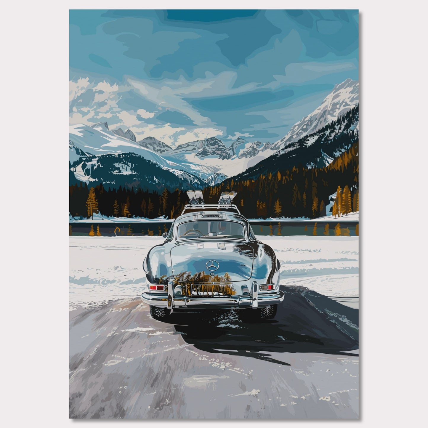 Poster titled 'Mercedes on Ice St Moritz Poster' from ArtDarts