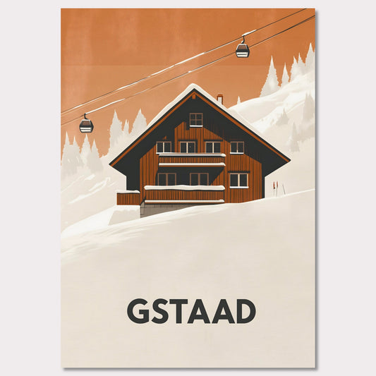 Poster titled 'Gstaad – Alpine Chalet Escape' from ArtDarts