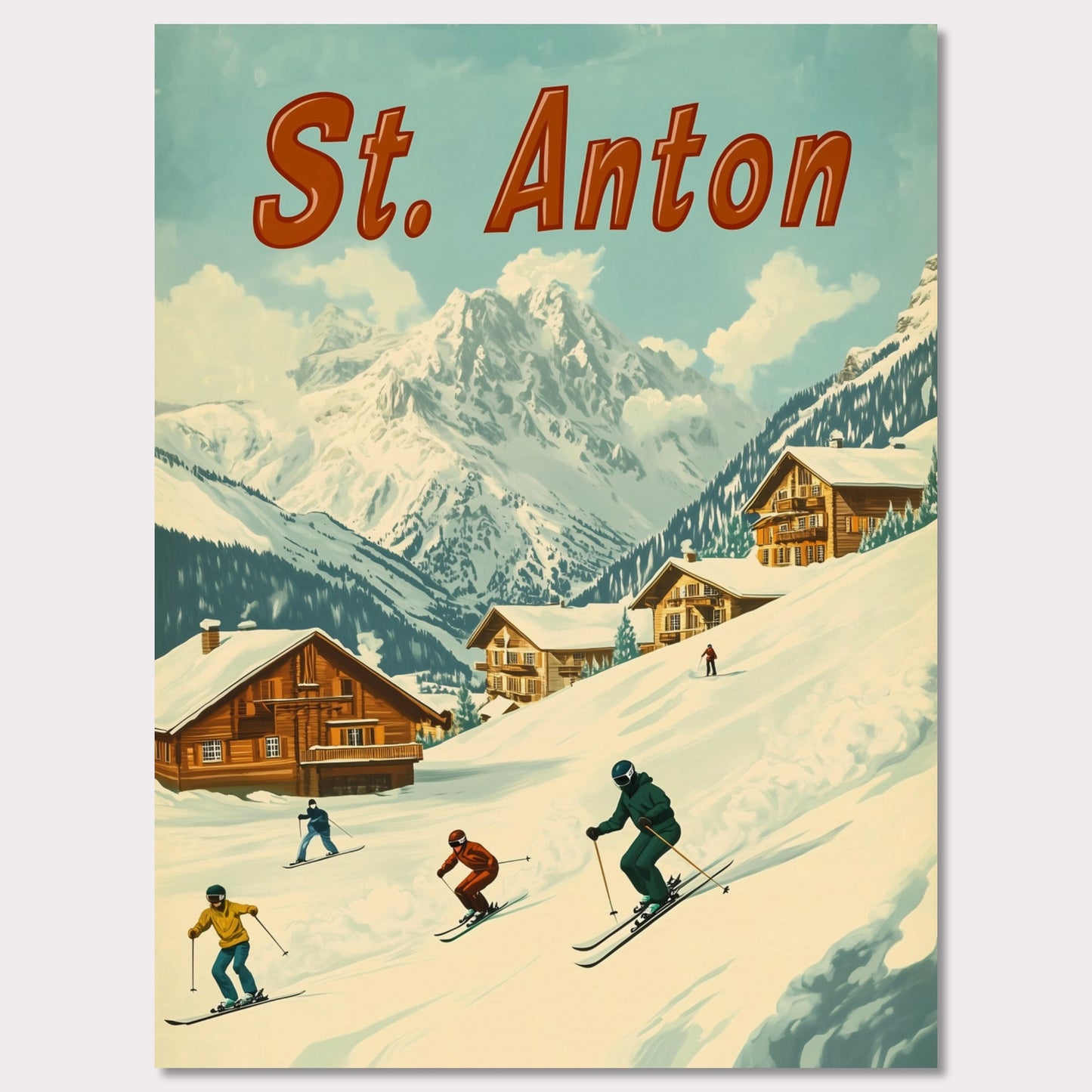 Poster titled 'St. Anton - Skiers’ Paradise' from ArtDarts