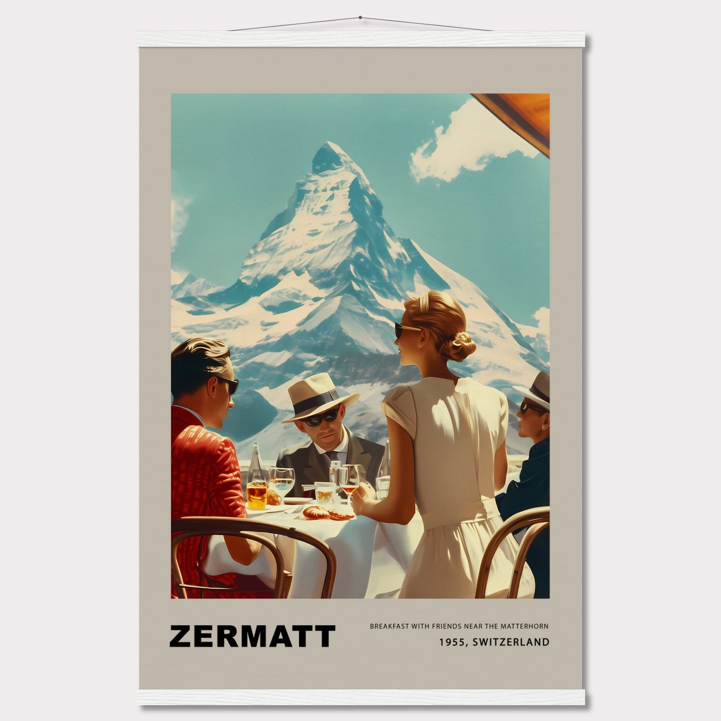 Poster titled 'Breakfast in Zermatt with Hanger' from ArtDarts