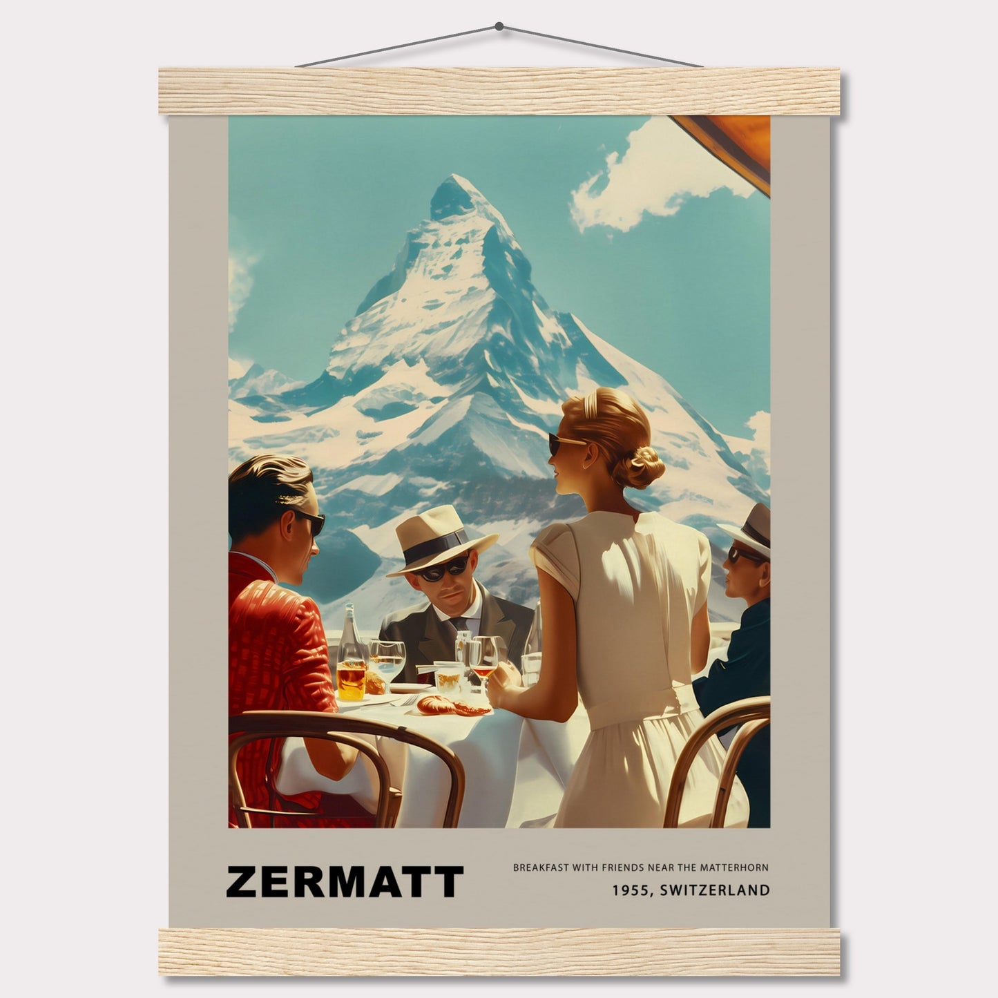 Poster titled 'Breakfast in Zermatt with Hanger' from ArtDarts