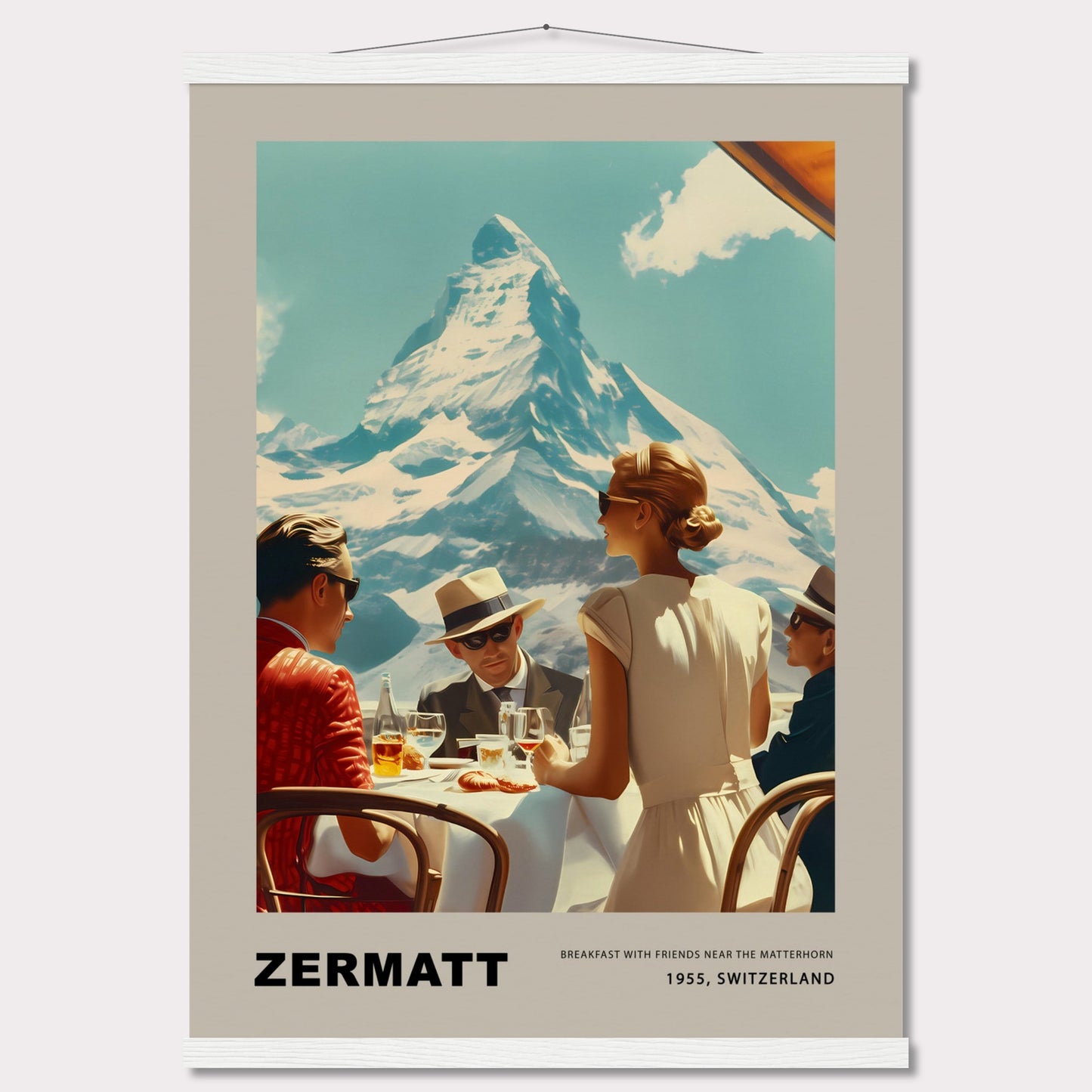 Poster titled 'Breakfast in Zermatt with Hanger' from ArtDarts