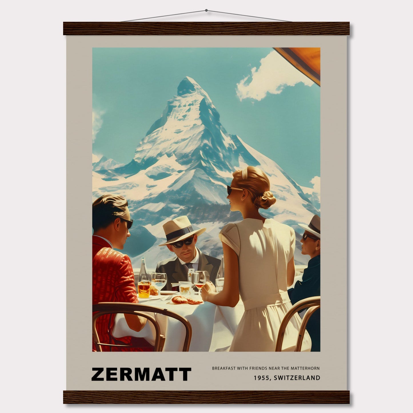 Poster titled 'Breakfast in Zermatt with Hanger' from ArtDarts