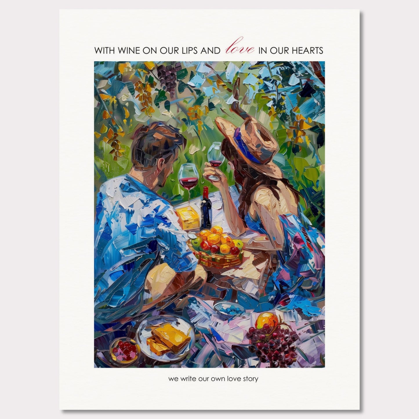 Poster titled 'Couple on a summer picnic Poster' from ArtDarts