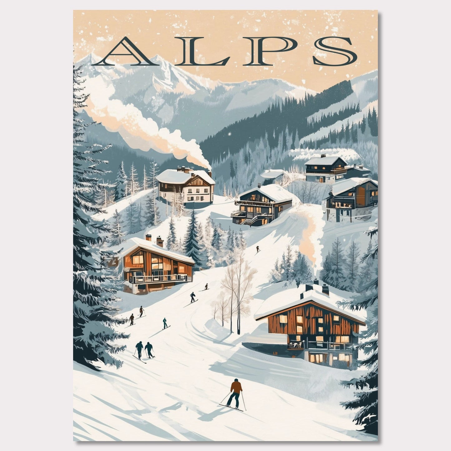 Poster titled 'Alps - Ski Resort Adventure' from ArtDarts
