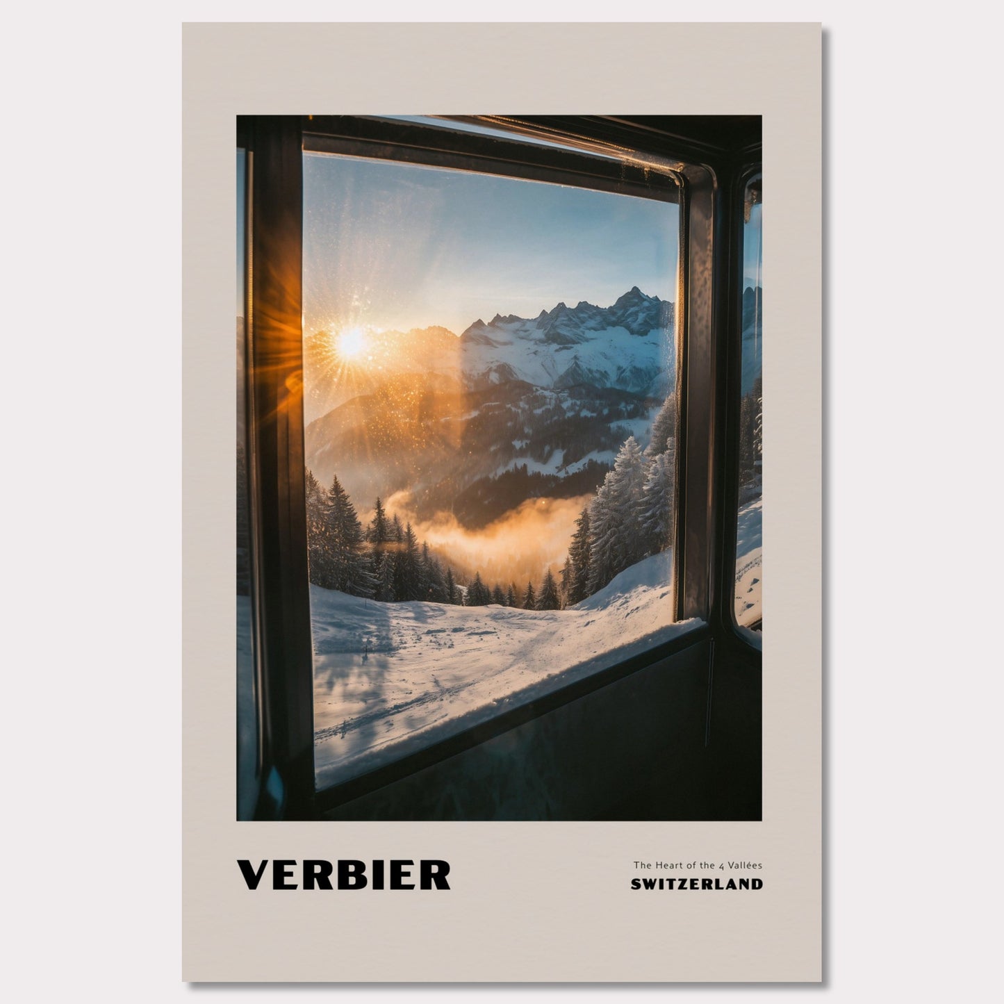 Poster titled 'VERBIER. The Heart of the 4 Vallées' from ArtDarts