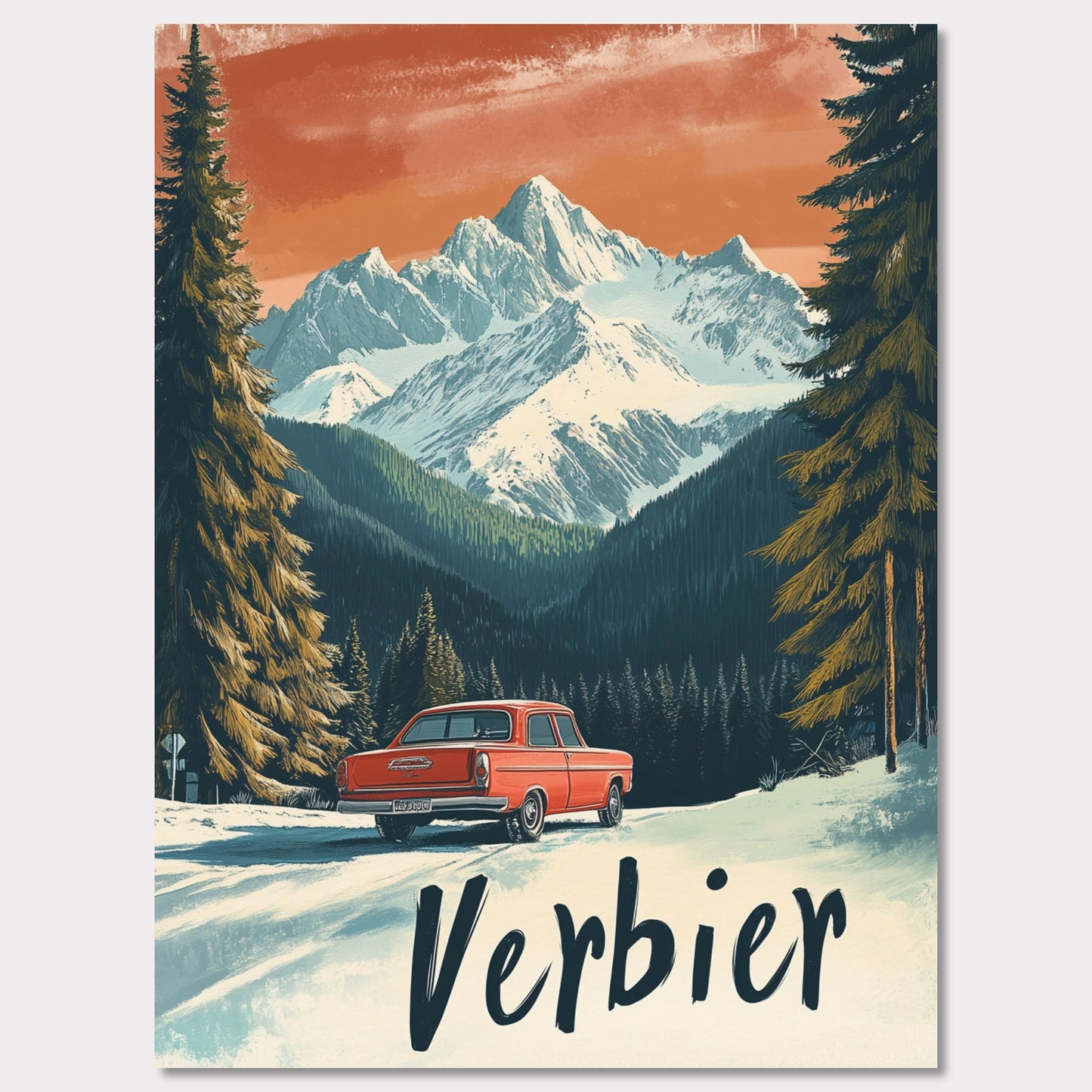 Poster titled 'Verbier - Alpine Roadtrip' from ArtDarts