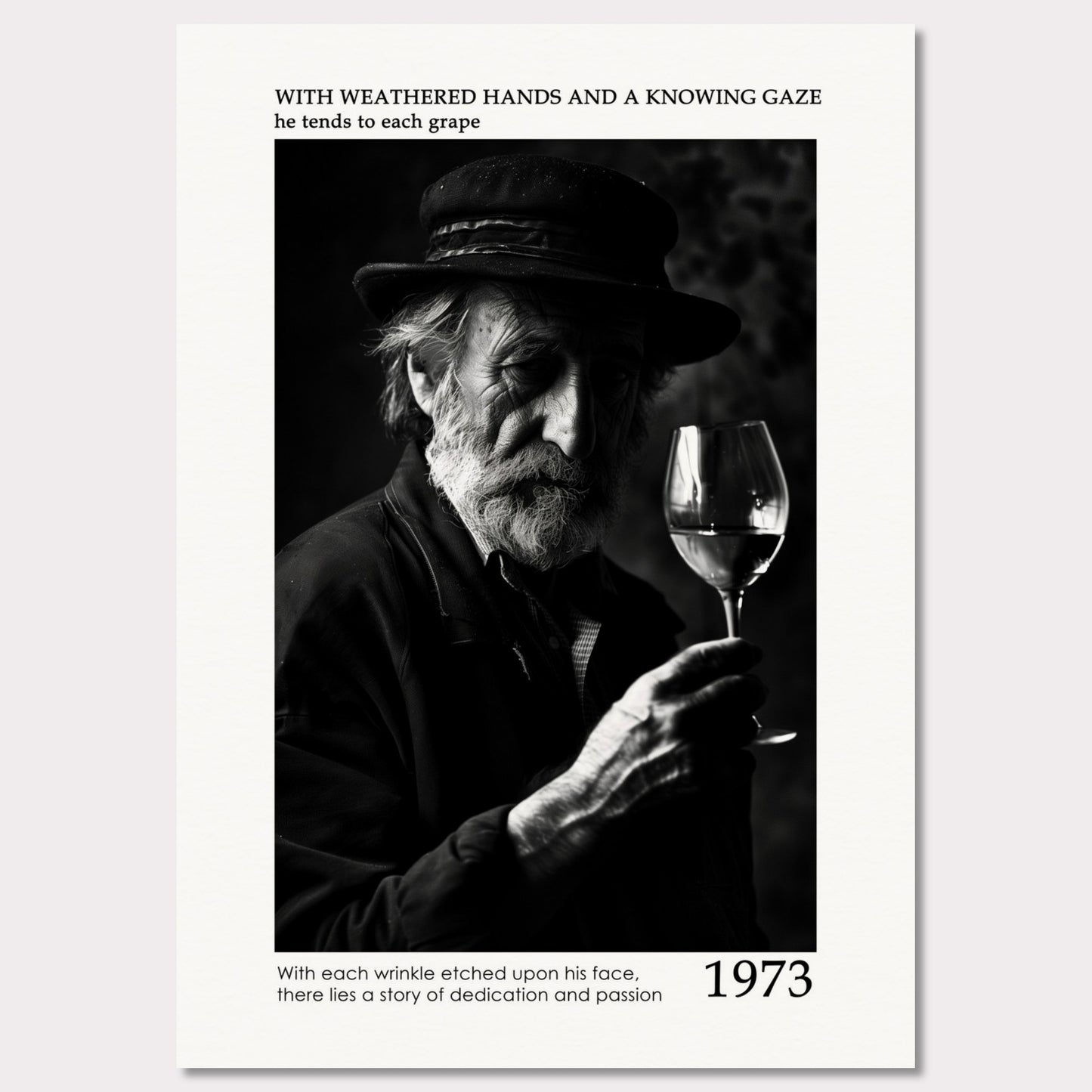 Poster titled 'Elderly Winemaker Poster' from ArtDarts