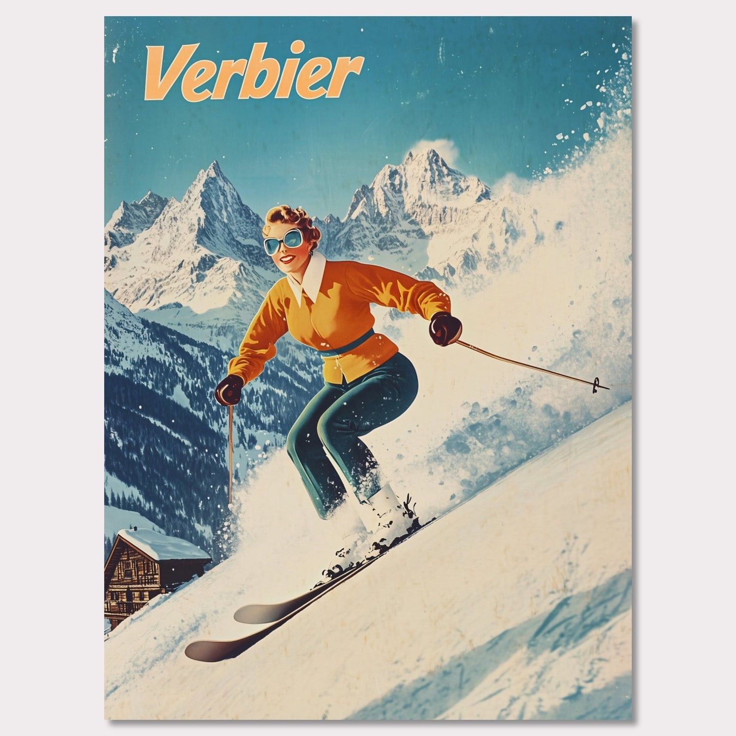 Poster titled 'Verbier - Stylish Skier' from ArtDarts