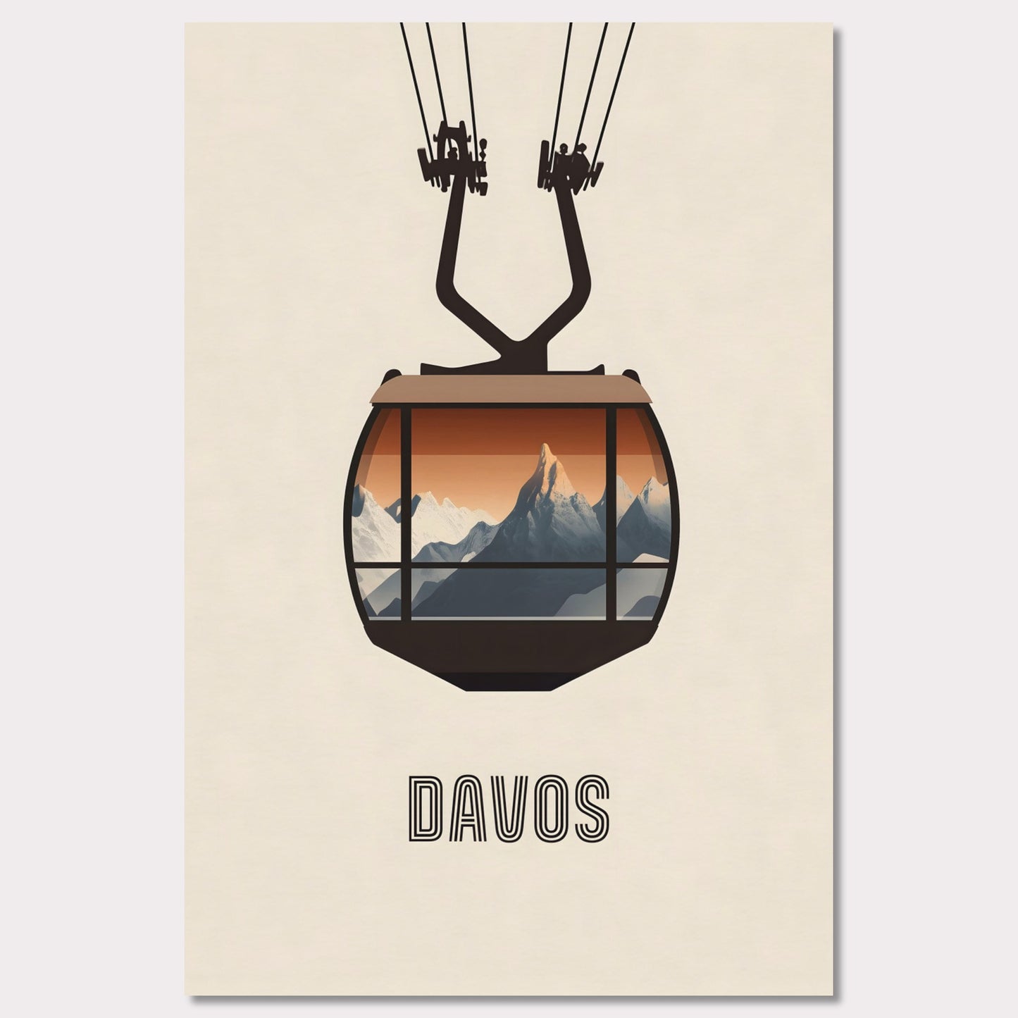 Poster titled 'Davos – Cable Car Journey' from ArtDarts