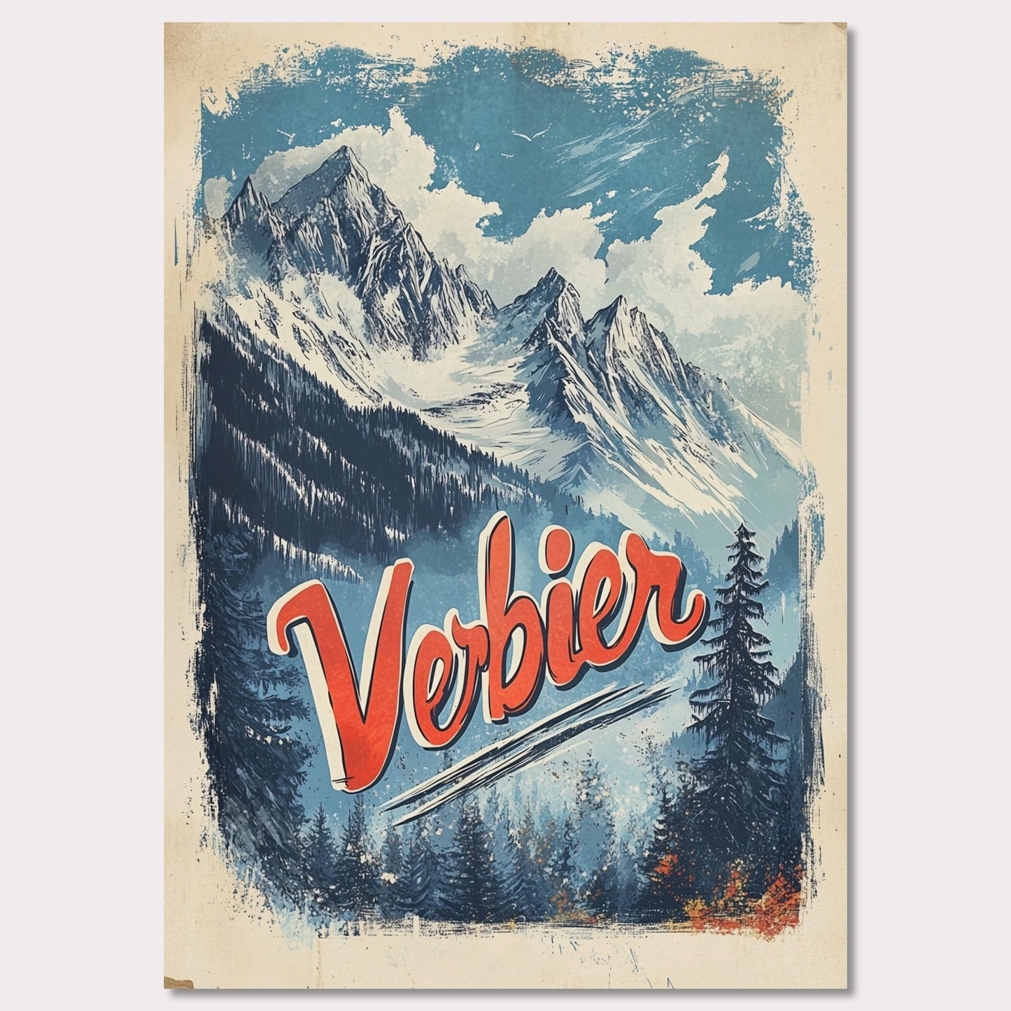 Poster titled 'Verbier - Majestic Peaks' from ArtDarts