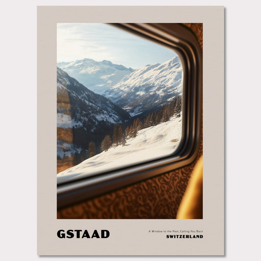 Poster titled 'GSTAAD. A Window to the Past, Calling You Back' from ArtDarts