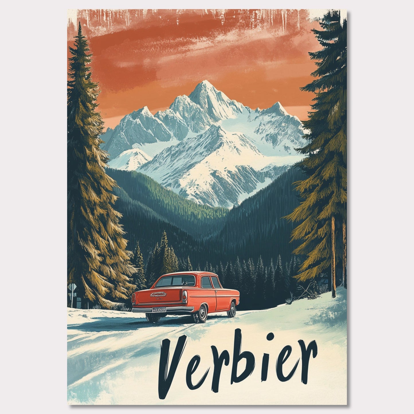 Poster titled 'Verbier - Alpine Roadtrip' from ArtDarts