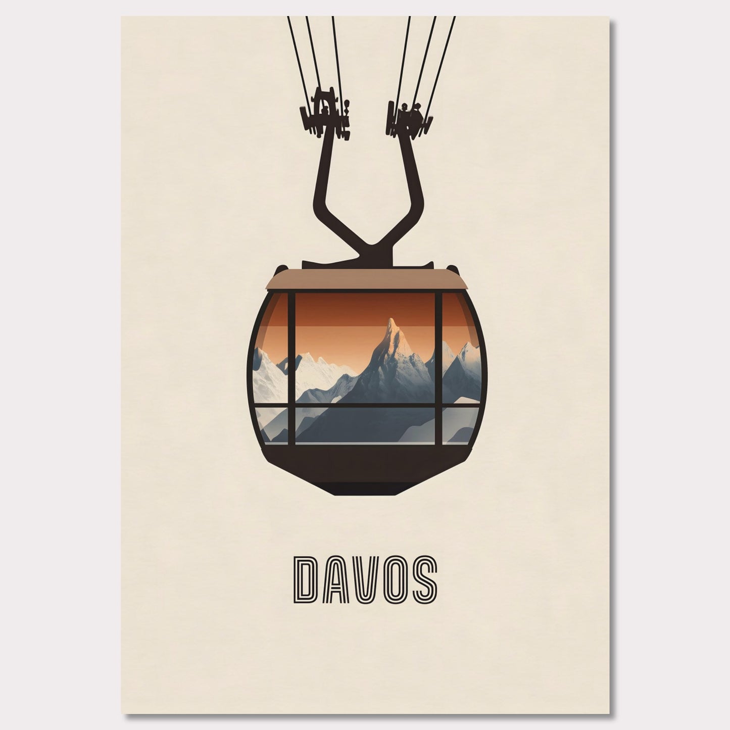 Poster titled 'Davos – Cable Car Journey' from ArtDarts