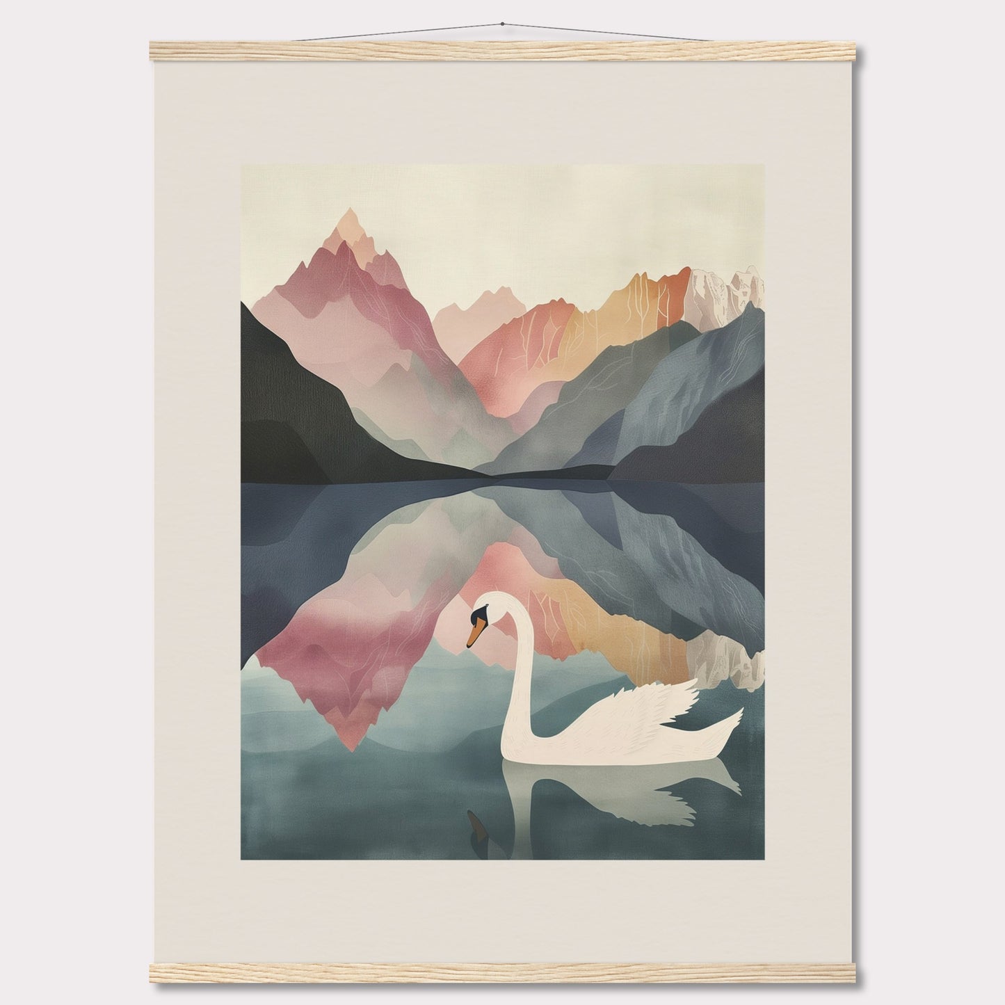 Poster titled 'White Swan on the Lake Geneva with Hanger' from ArtDarts