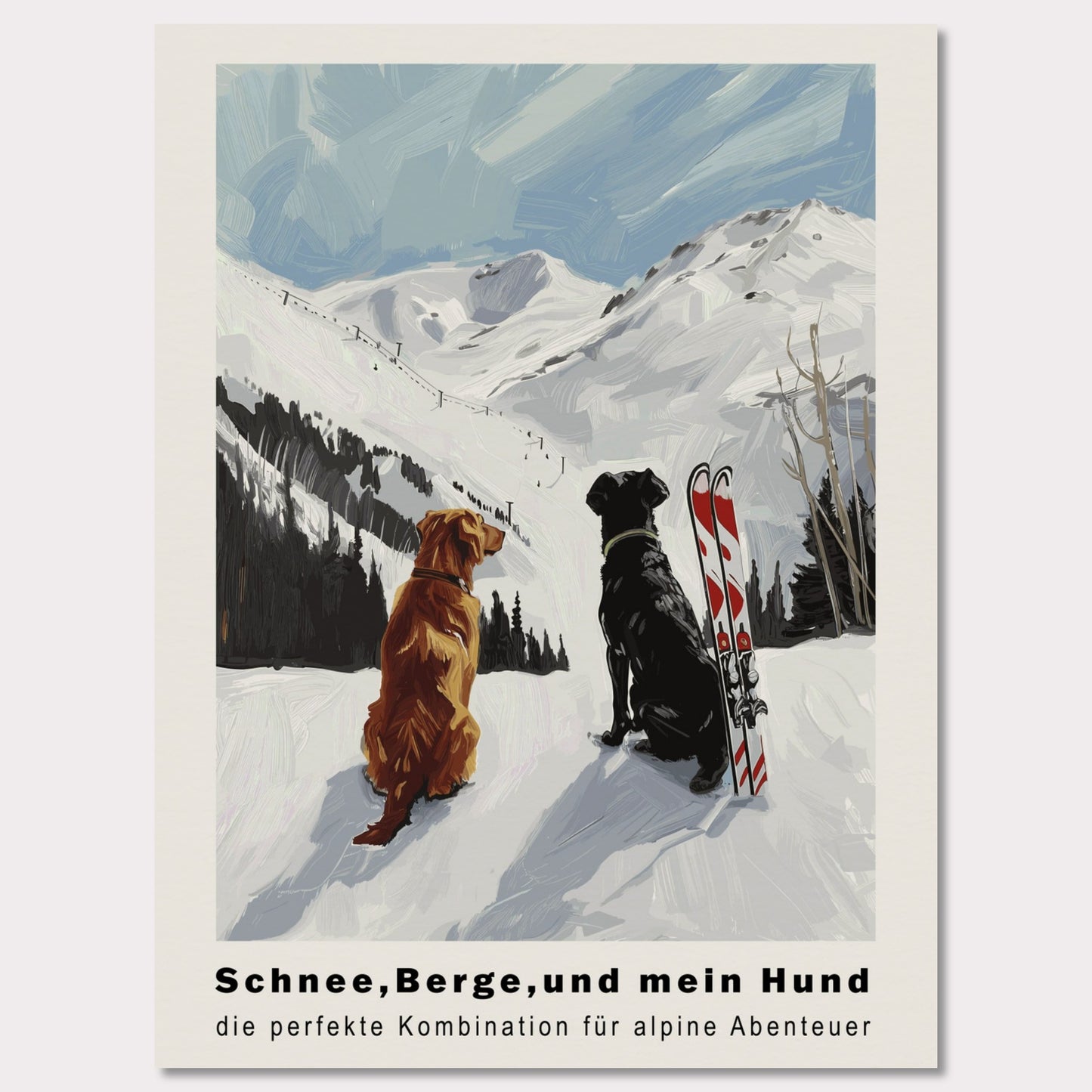 Poster titled 'Snow. Mountains And my dog Poster' from ArtDarts