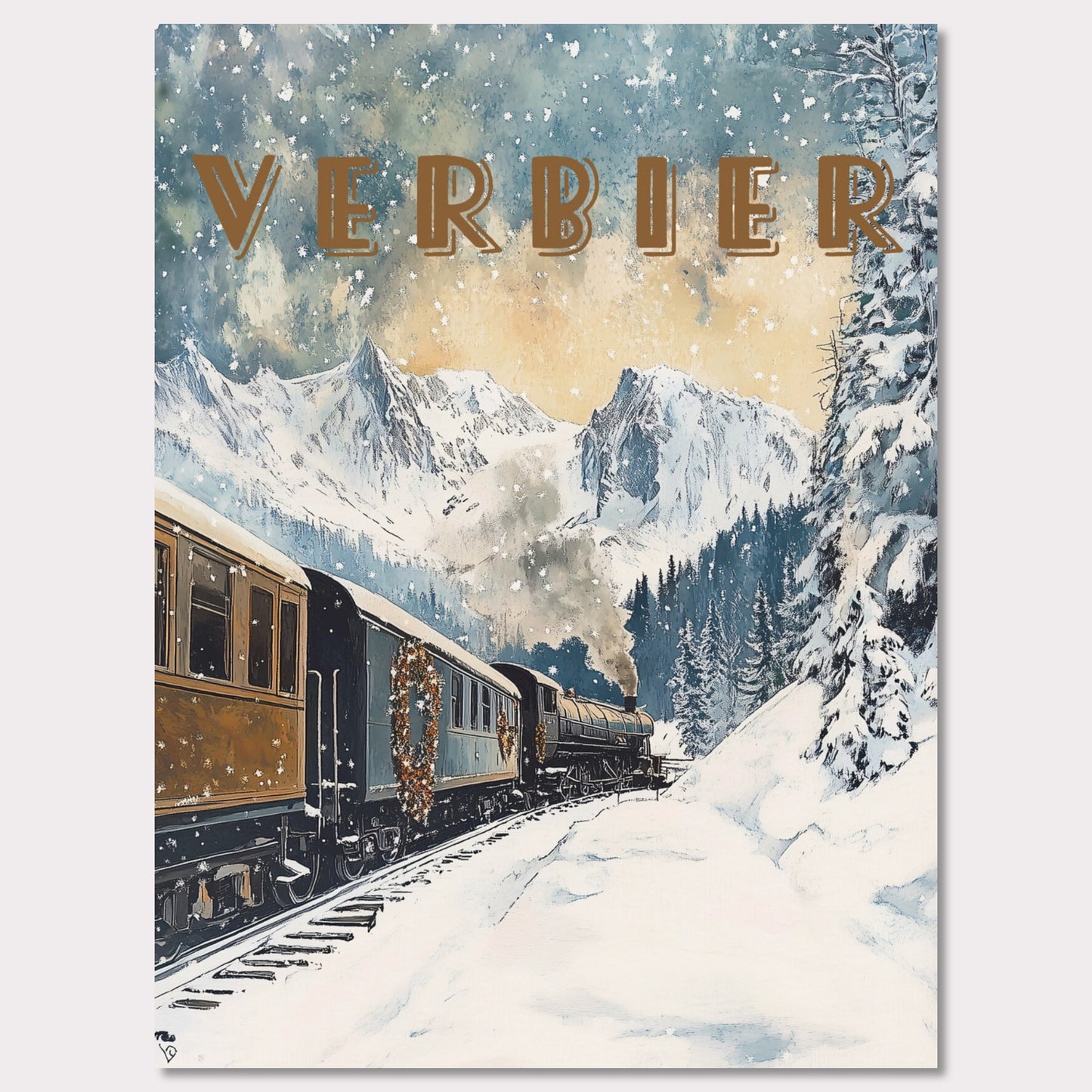 Poster titled 'Verbier Express' from ArtDarts
