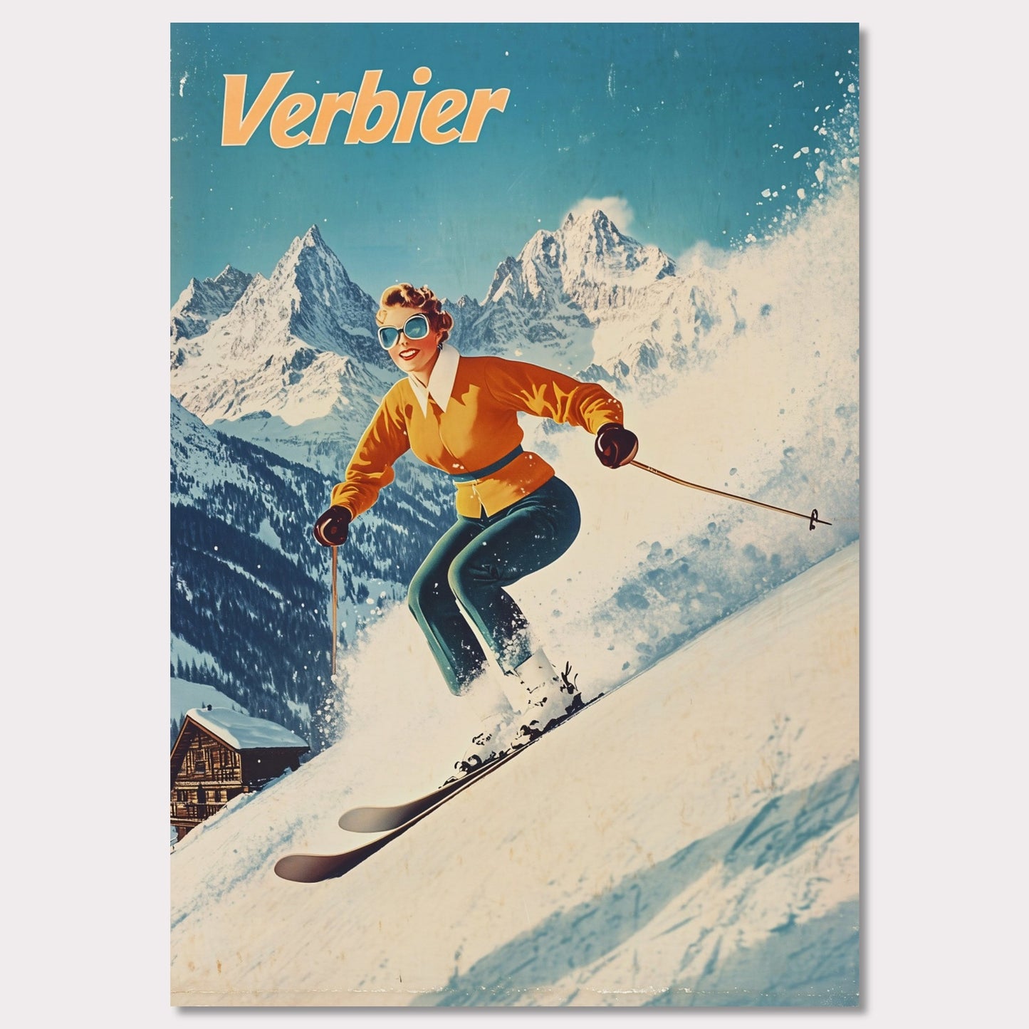 Poster titled 'Verbier - Stylish Skier' from ArtDarts