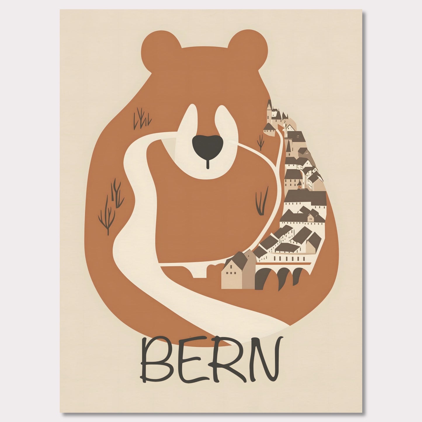 Poster titled 'Bern: The Bear’s Embrace' from ArtDarts