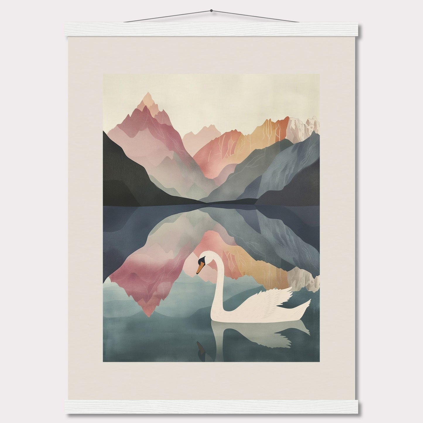 Poster titled 'White Swan on the Lake Geneva with Hanger' from ArtDarts