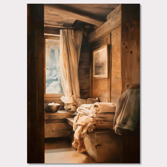 Poster titled 'Linen and Light, Alpine Window' from ArtDarts