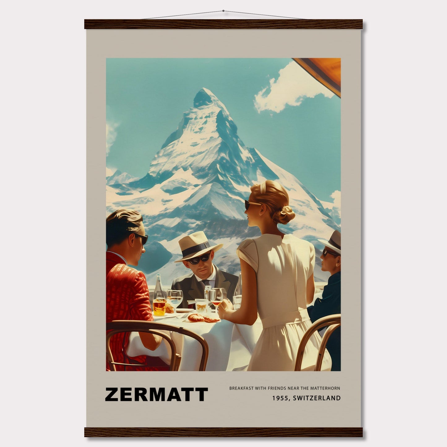 Poster titled 'Breakfast in Zermatt with Hanger' from ArtDarts