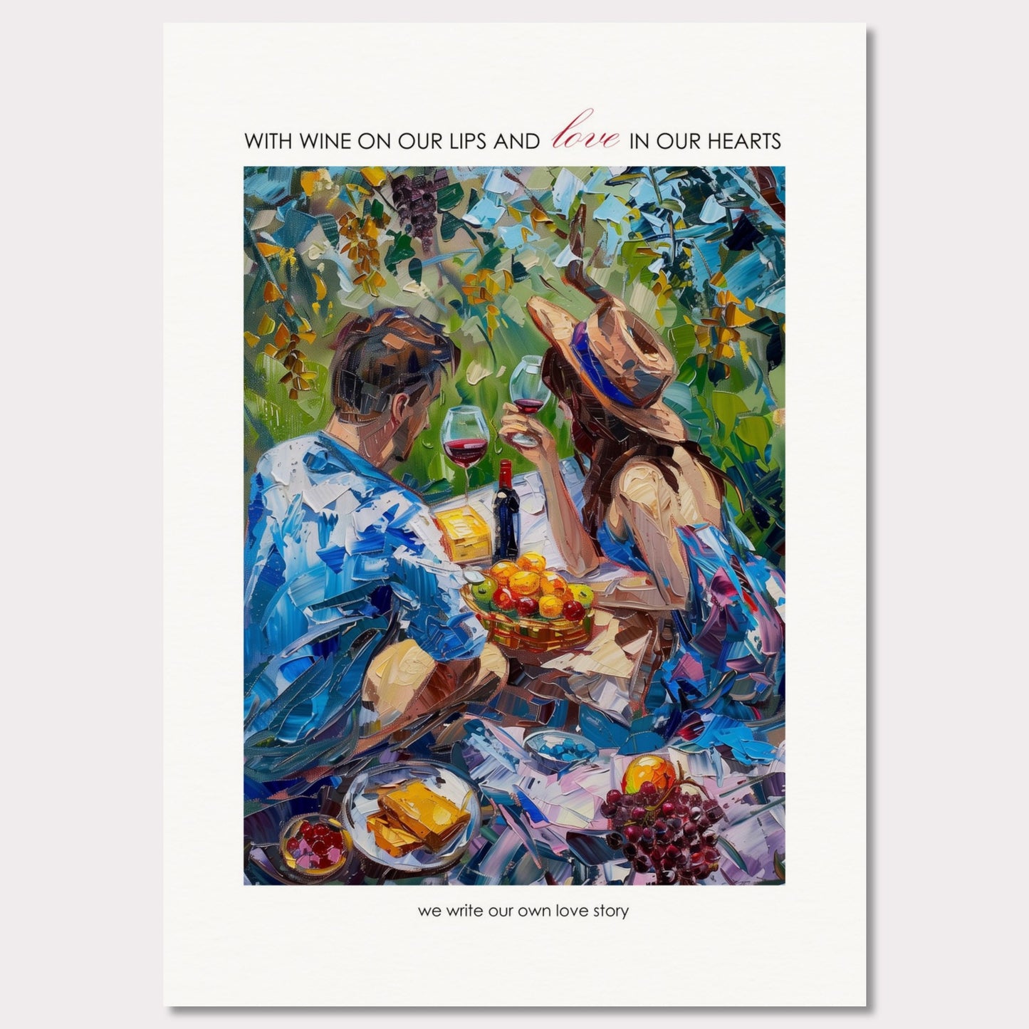 Poster titled 'Couple on a summer picnic Poster' from ArtDarts